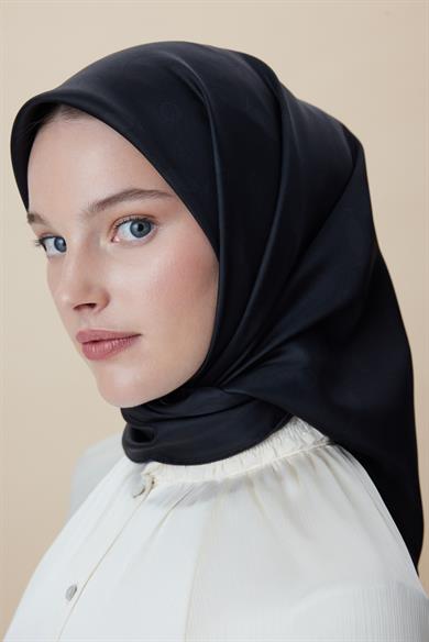 ZERRE TİVİL İPEK EŞARP 90*90 CM - SİYAH