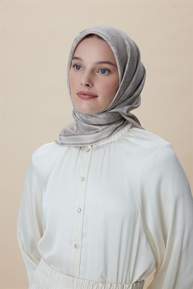 ZERRE TİVİL İPEK EŞARP 90*90 CM - VİZON
