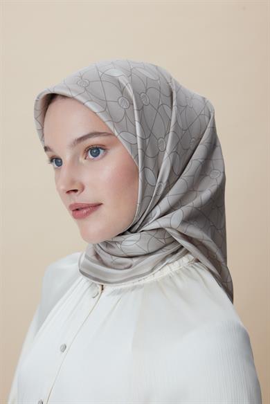 ZERRE TİVİL İPEK EŞARP 90*90 CM - VİZON