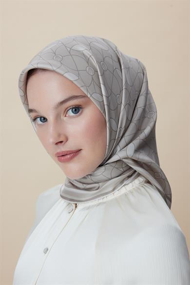 ZERRE TİVİL İPEK EŞARP 90*90 CM - VİZON