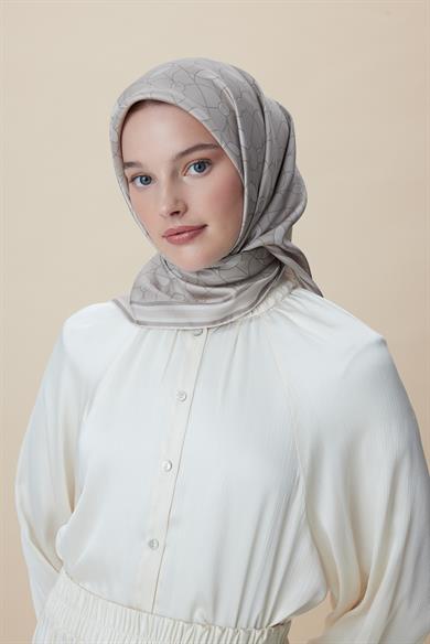 ZERRE TİVİL İPEK EŞARP 90*90 CM - VİZON