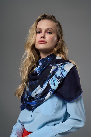 ZİA MODAL İPEK ŞAL 70*190 - LACİVERT