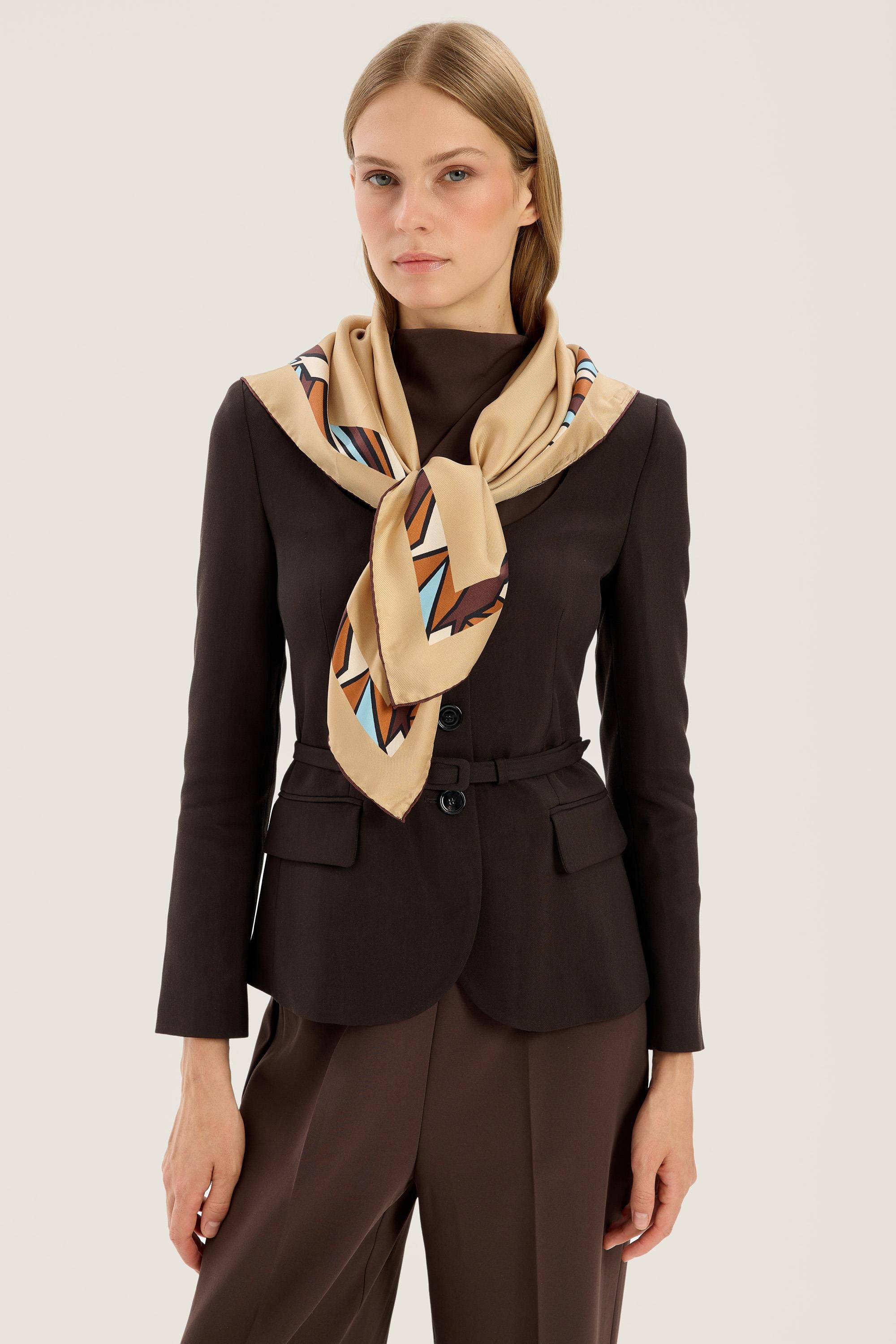 ADEN MULBERRY İPEK EŞARP 90*90 CM - CAMEL