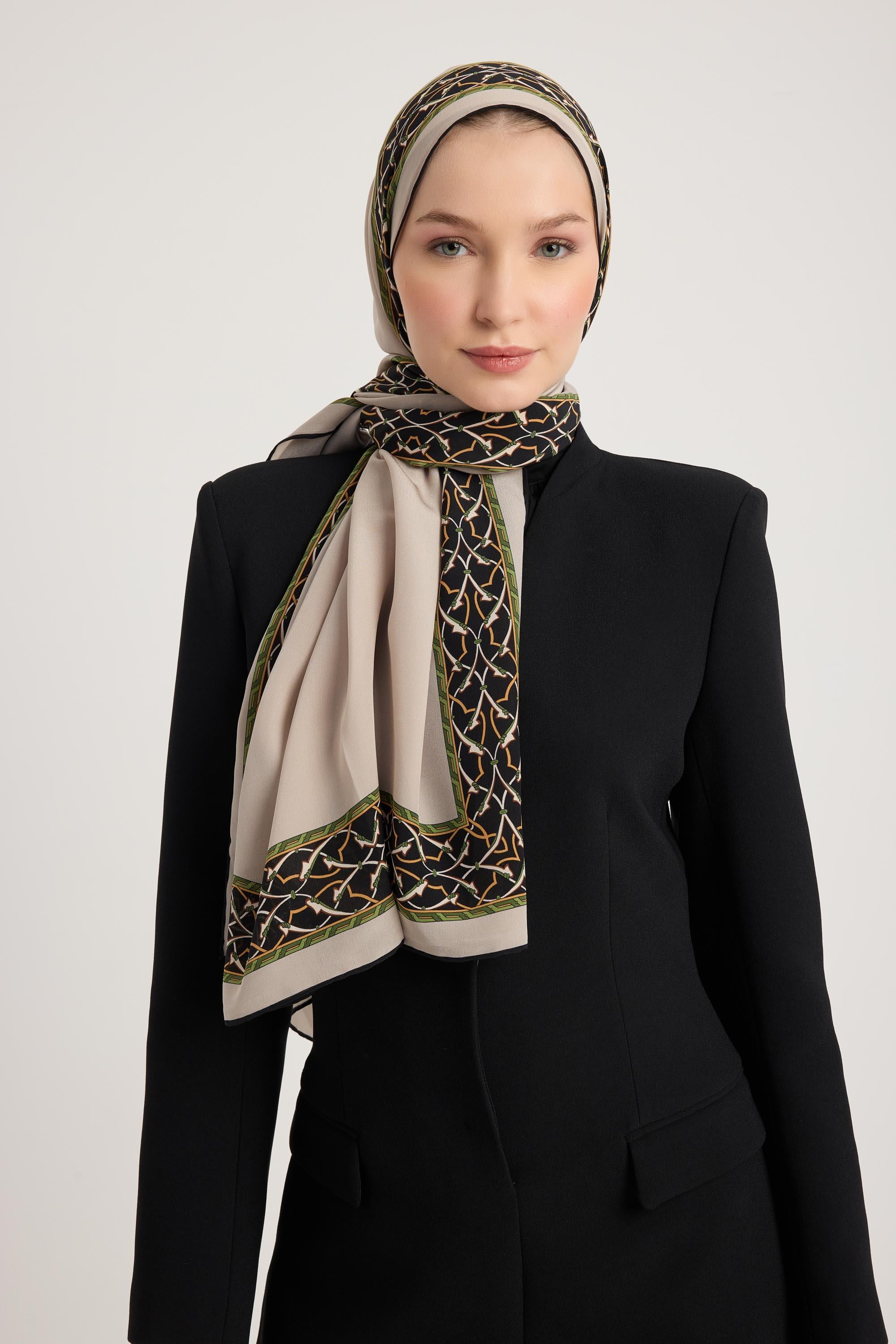 AHENK KREP İPEK ŞAL 70*190 CM - BEJ