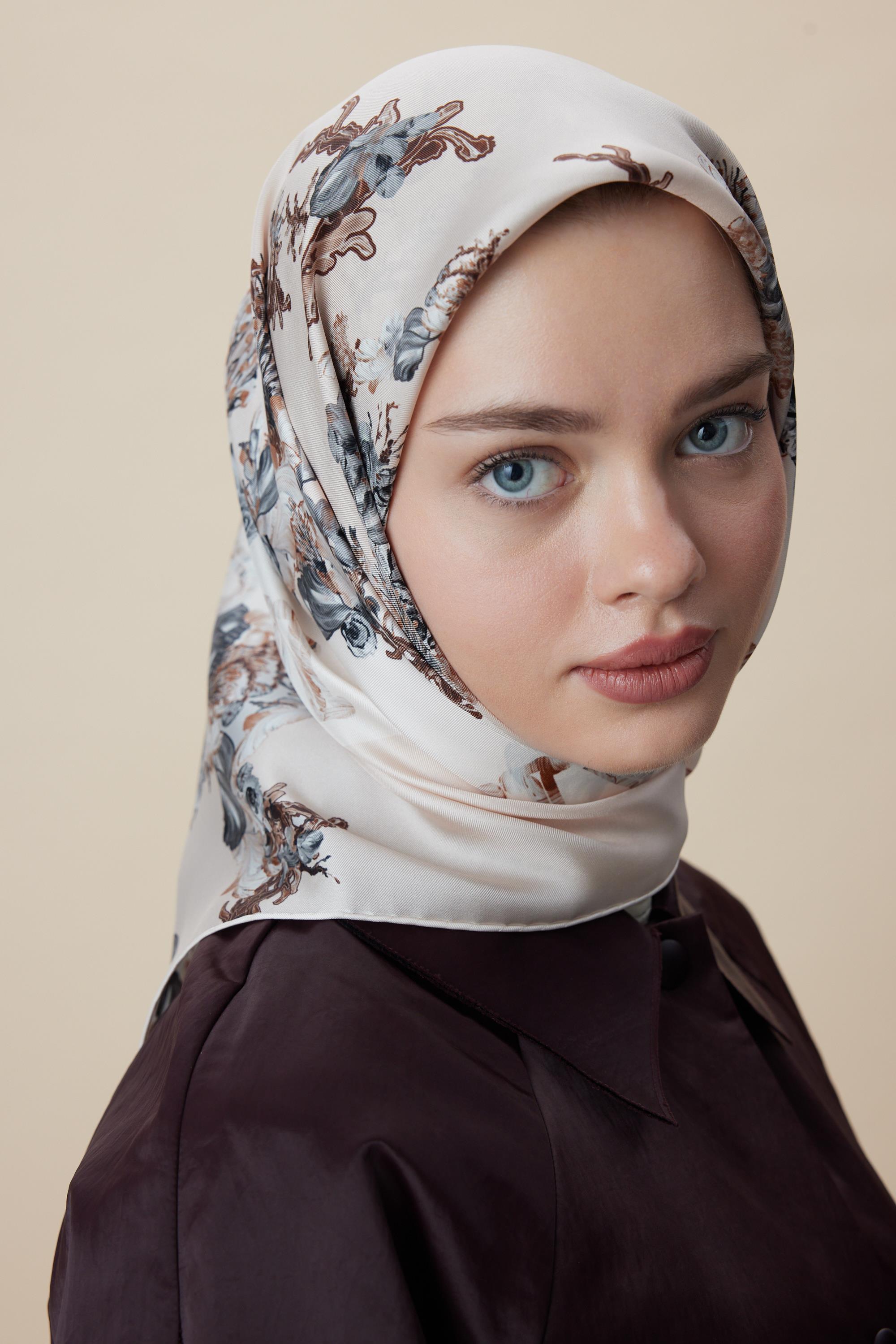 AHU TİVİL İPEK EŞARP 90*90 CM - PUDRA PEMBE