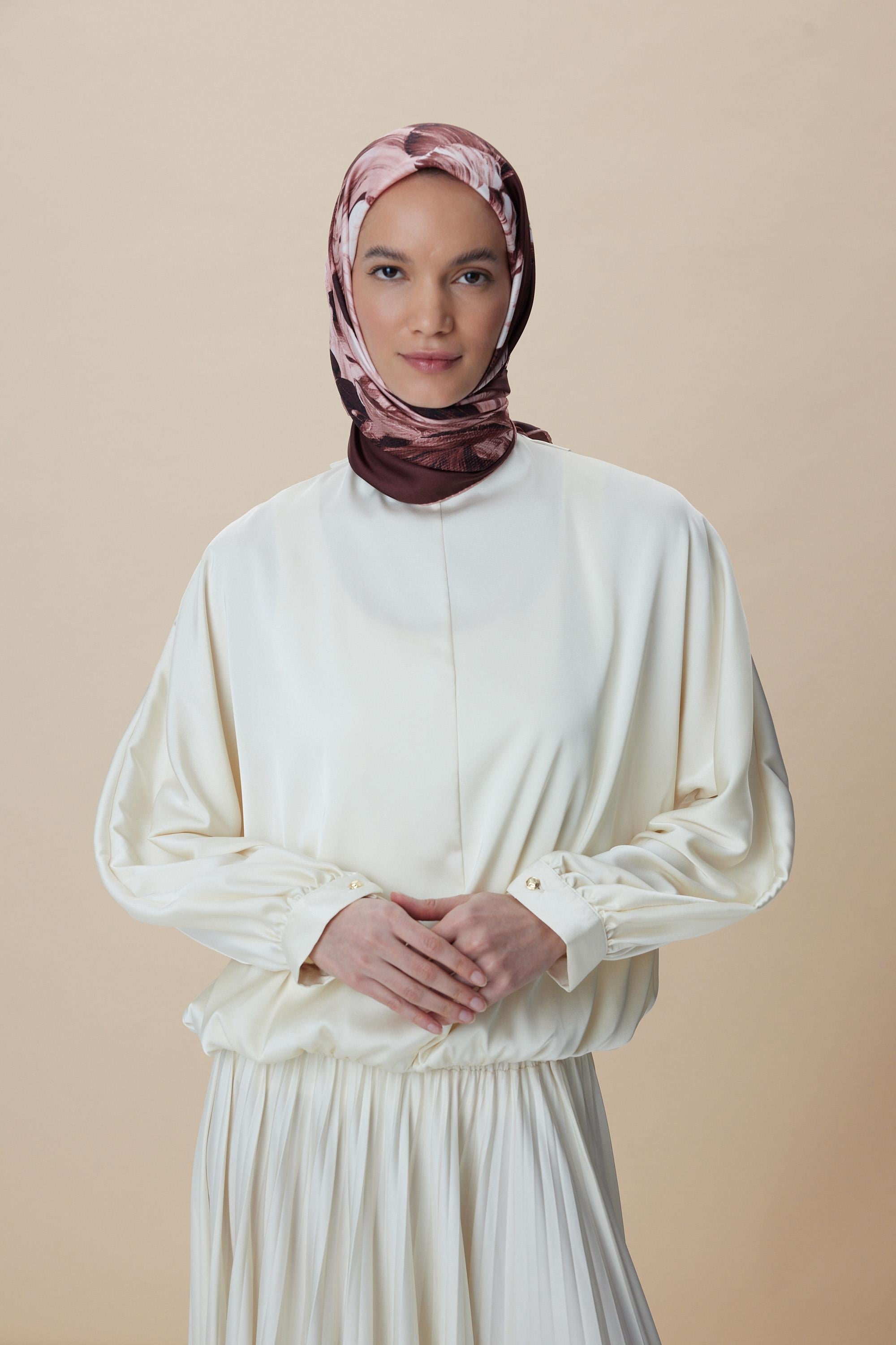 AKVA TİVİL İPEK EŞARP 90*90 CM - BORDO