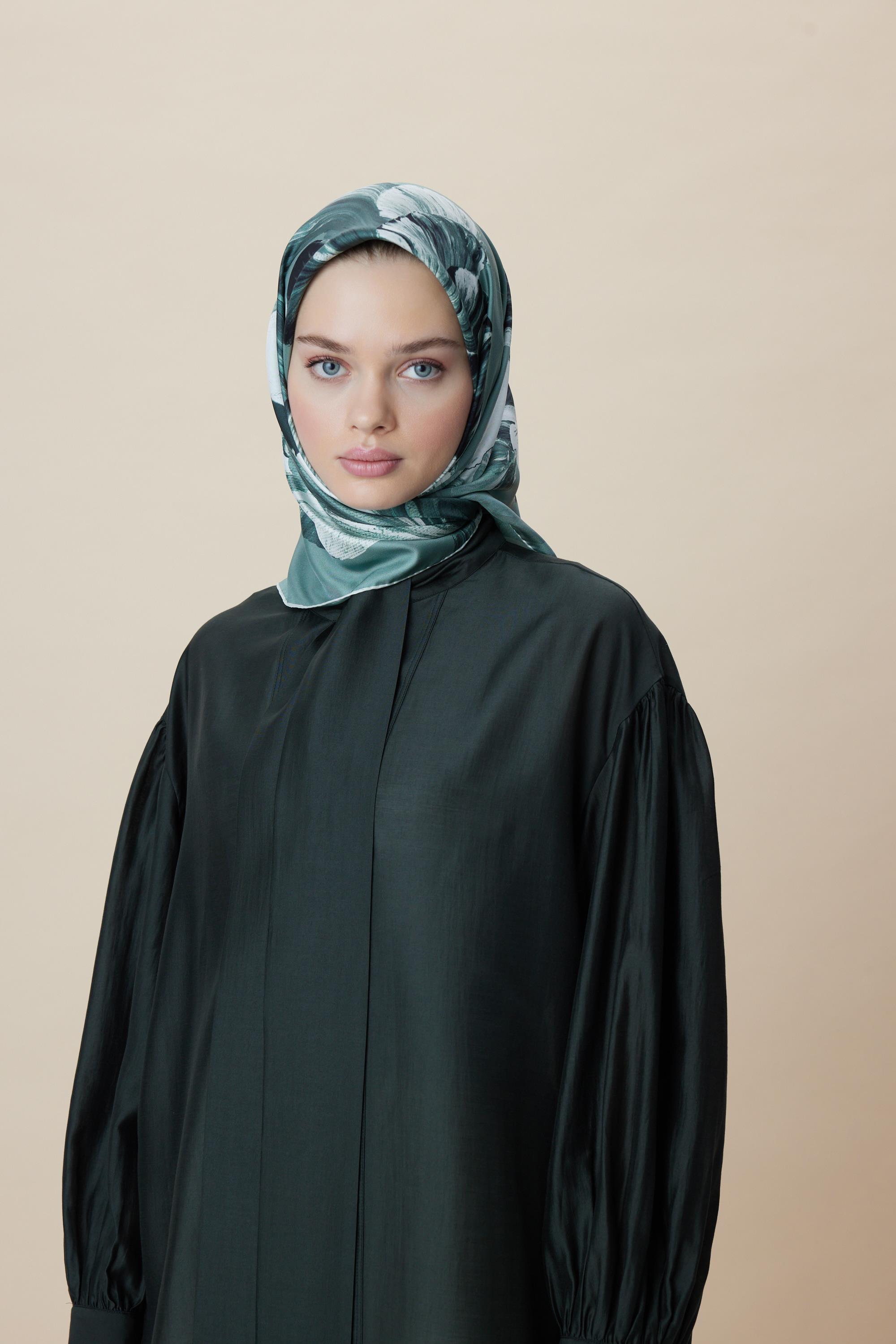 AKVA TİVİL İPEK EŞARP 90*90 CM - IHLAMUR YEŞİLİ