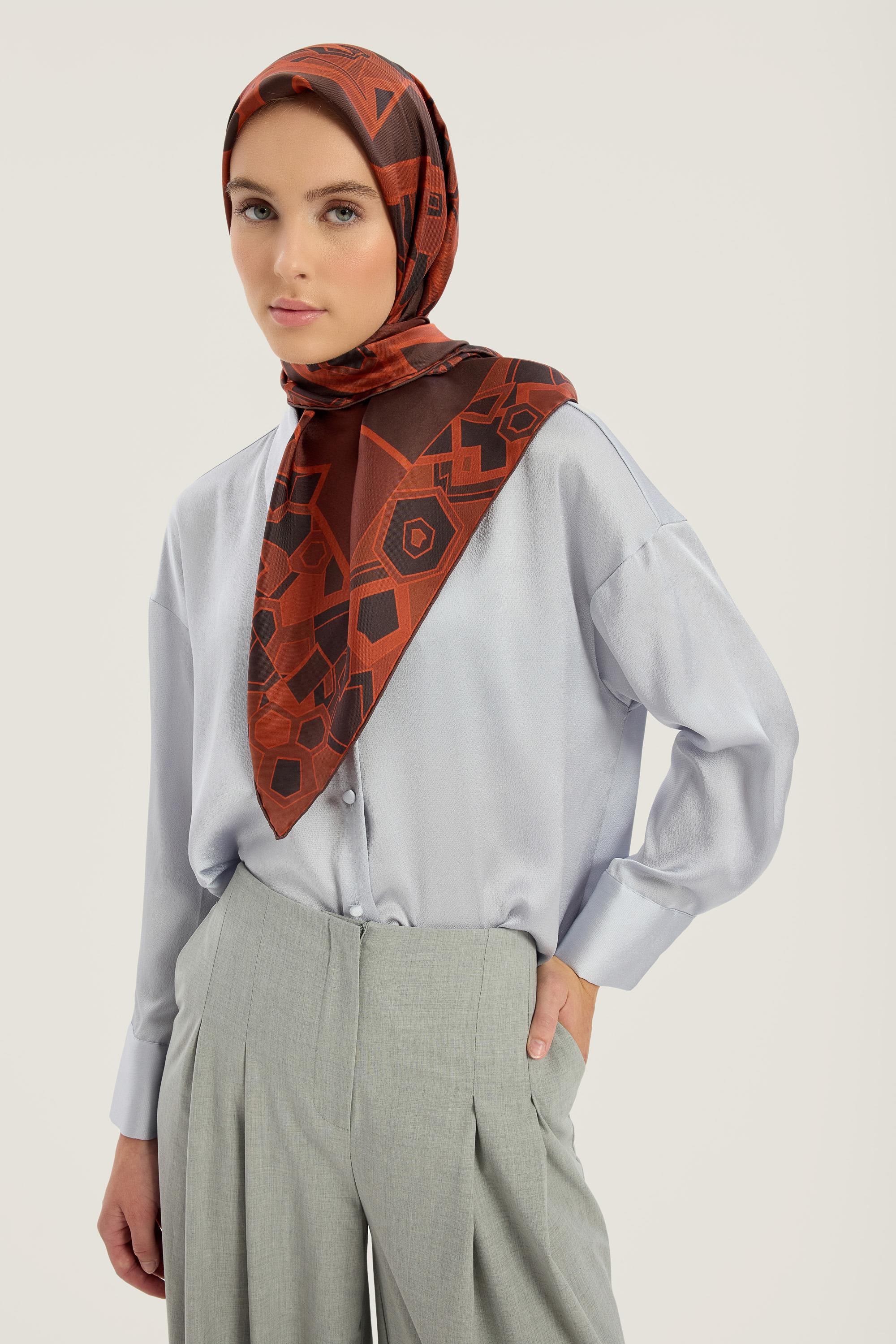 ALEV TİVİL İPEK EŞARP 90*90 CM - KIRMIZI