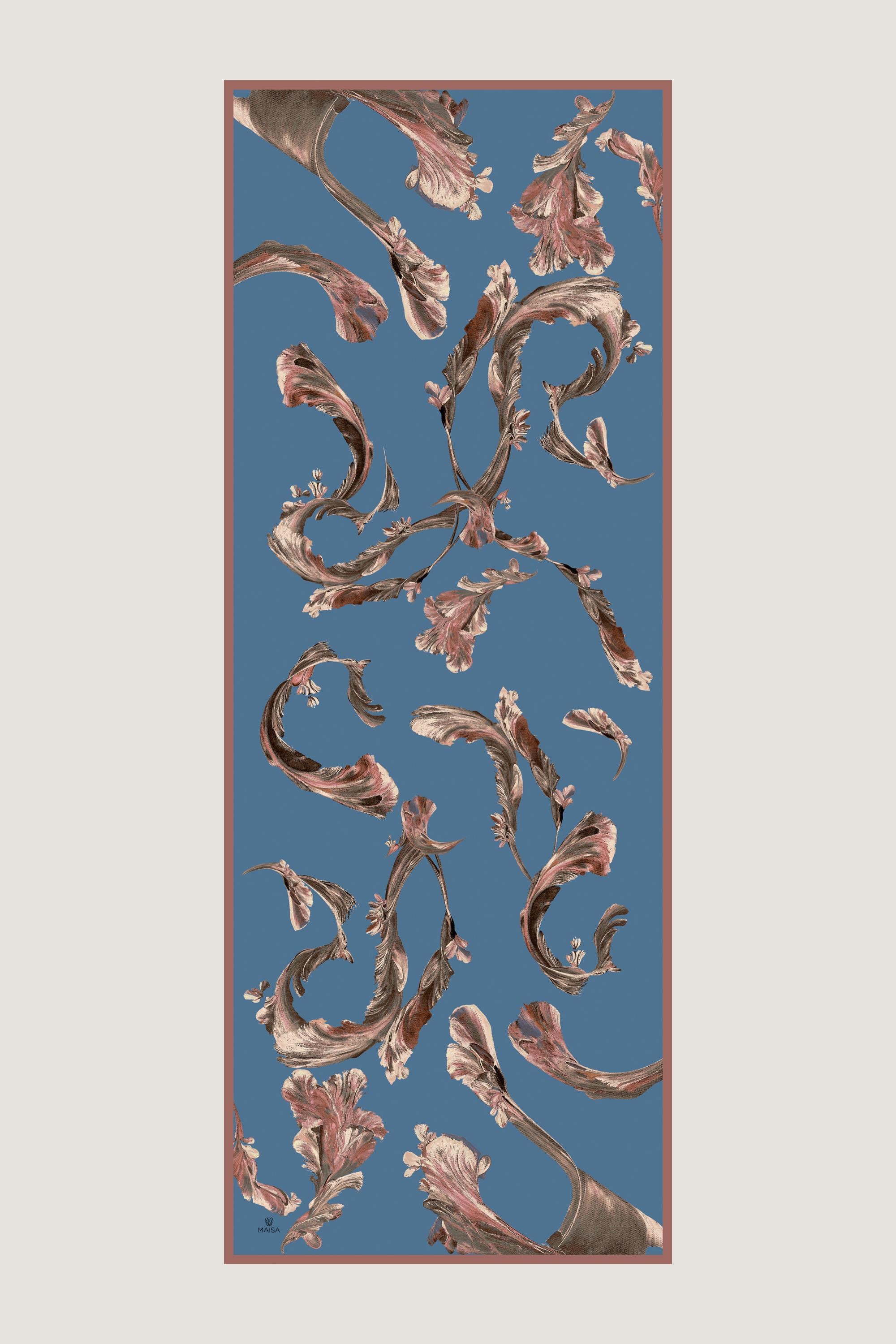 ANİ KREP İPEK ŞAL 70*190 CM - MAVİ