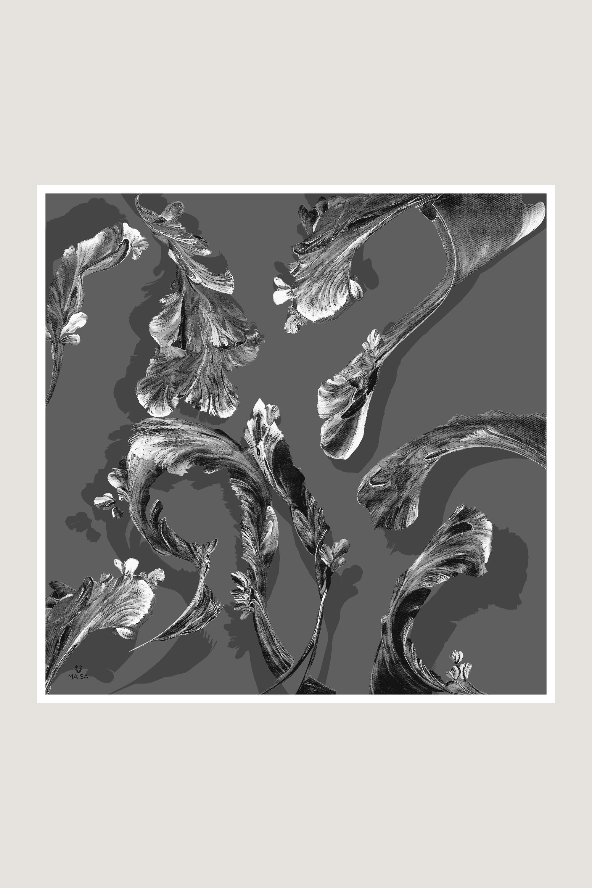 ANİ TİVİL İPEK EŞARP 90*90 CM - ANTRASİT