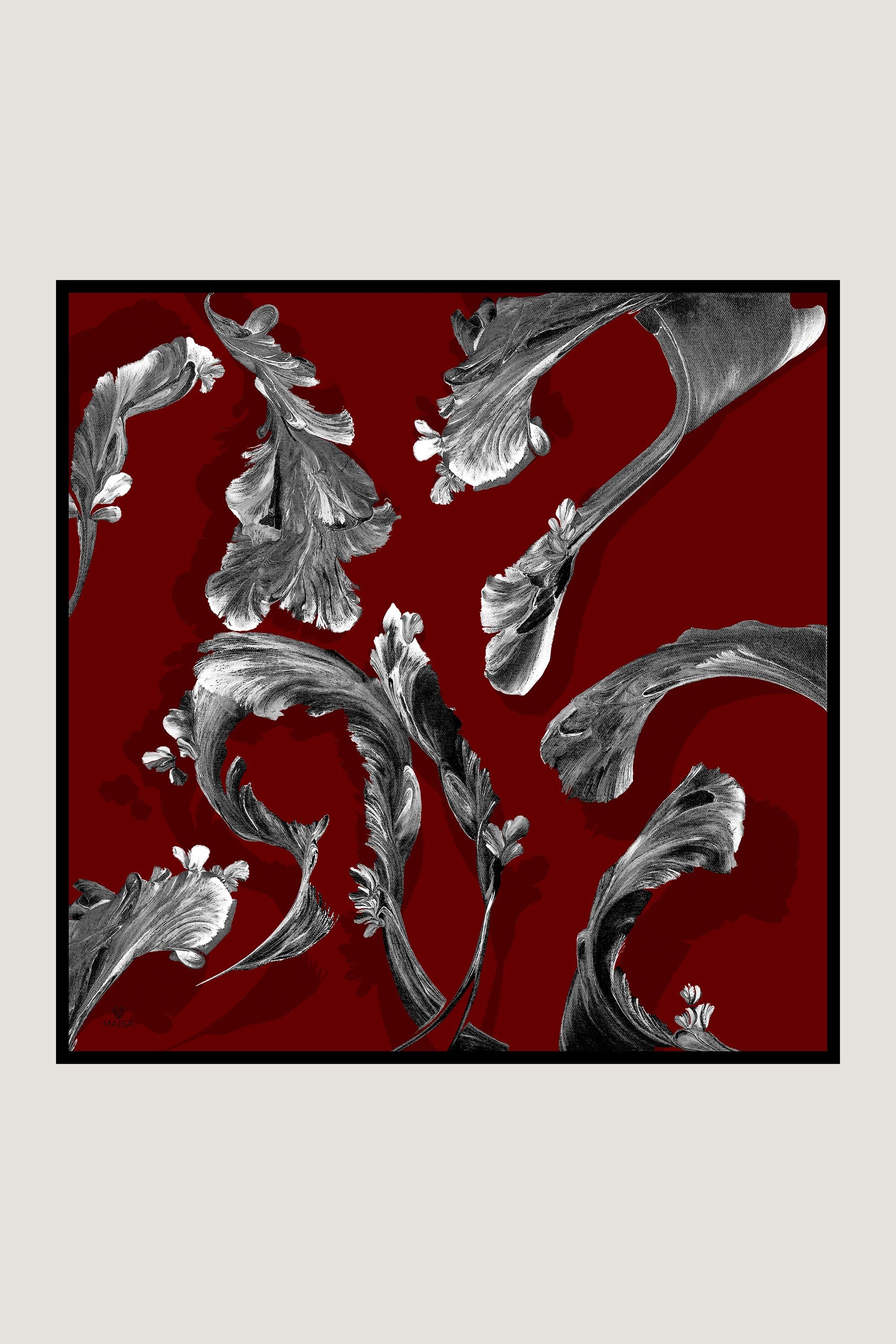 ANİ TİVİL İPEK EŞARP 90*90 CM - BORDO