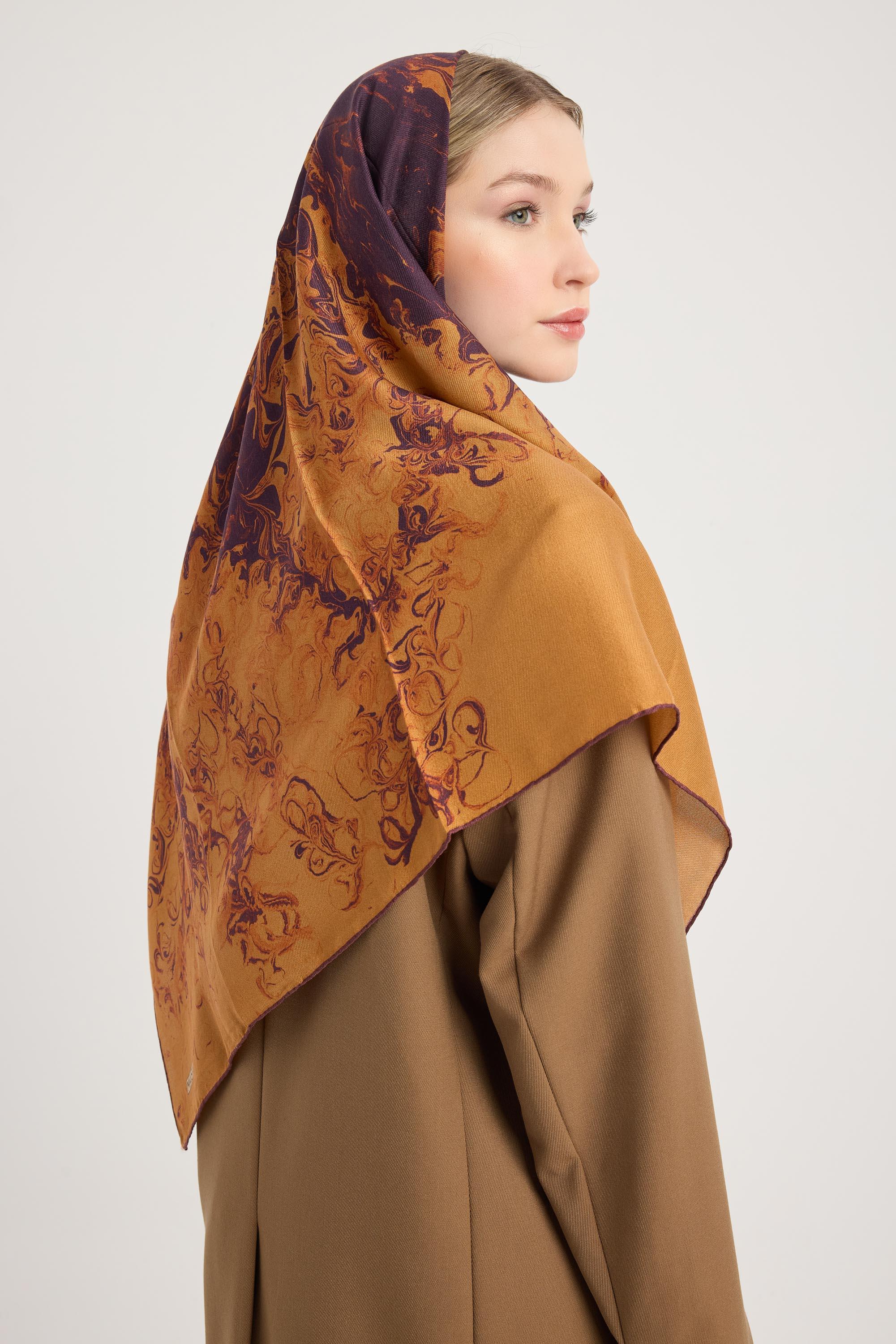 ARIN PAMUK İPEK EŞARP 100*100 CM - TABA