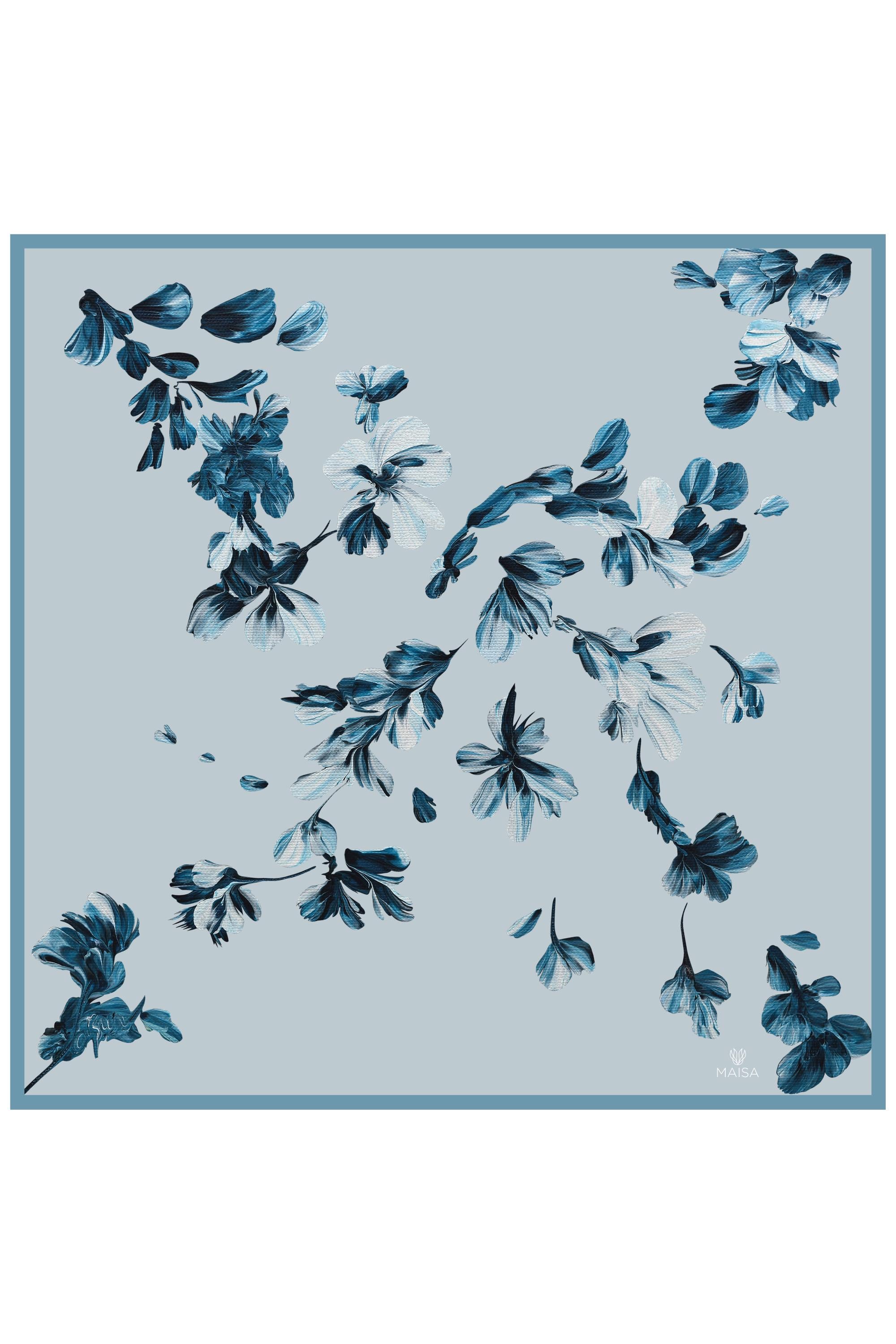 ASEL TİVİL İPEK EŞARP 90*90 - AÇIK MAVİ