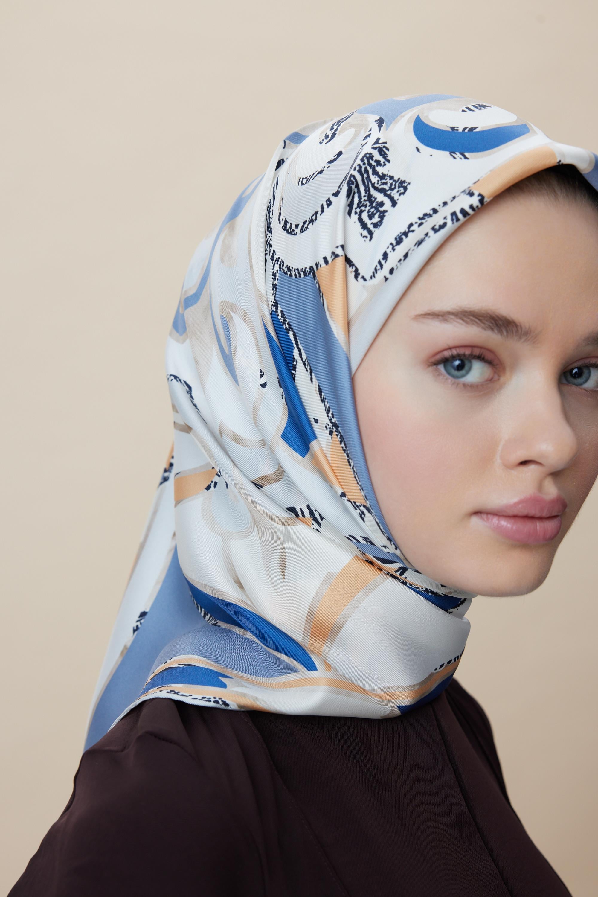 ATOL TİVİL İPEK EŞARP 90*90 CM - AÇIK MAVİ