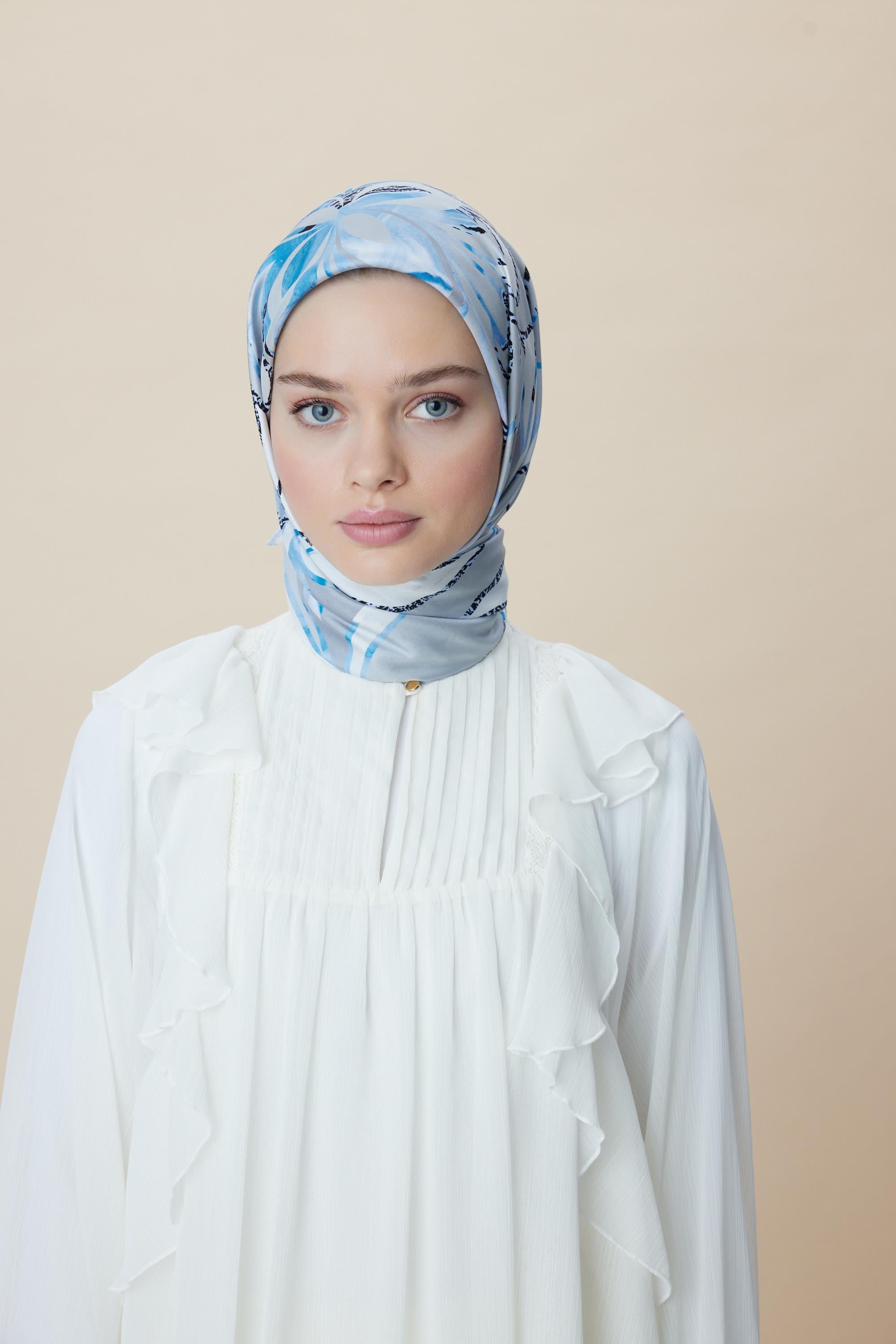 ATOL TİVİL İPEK EŞARP 90*90 CM - BUZ MAVİSİ