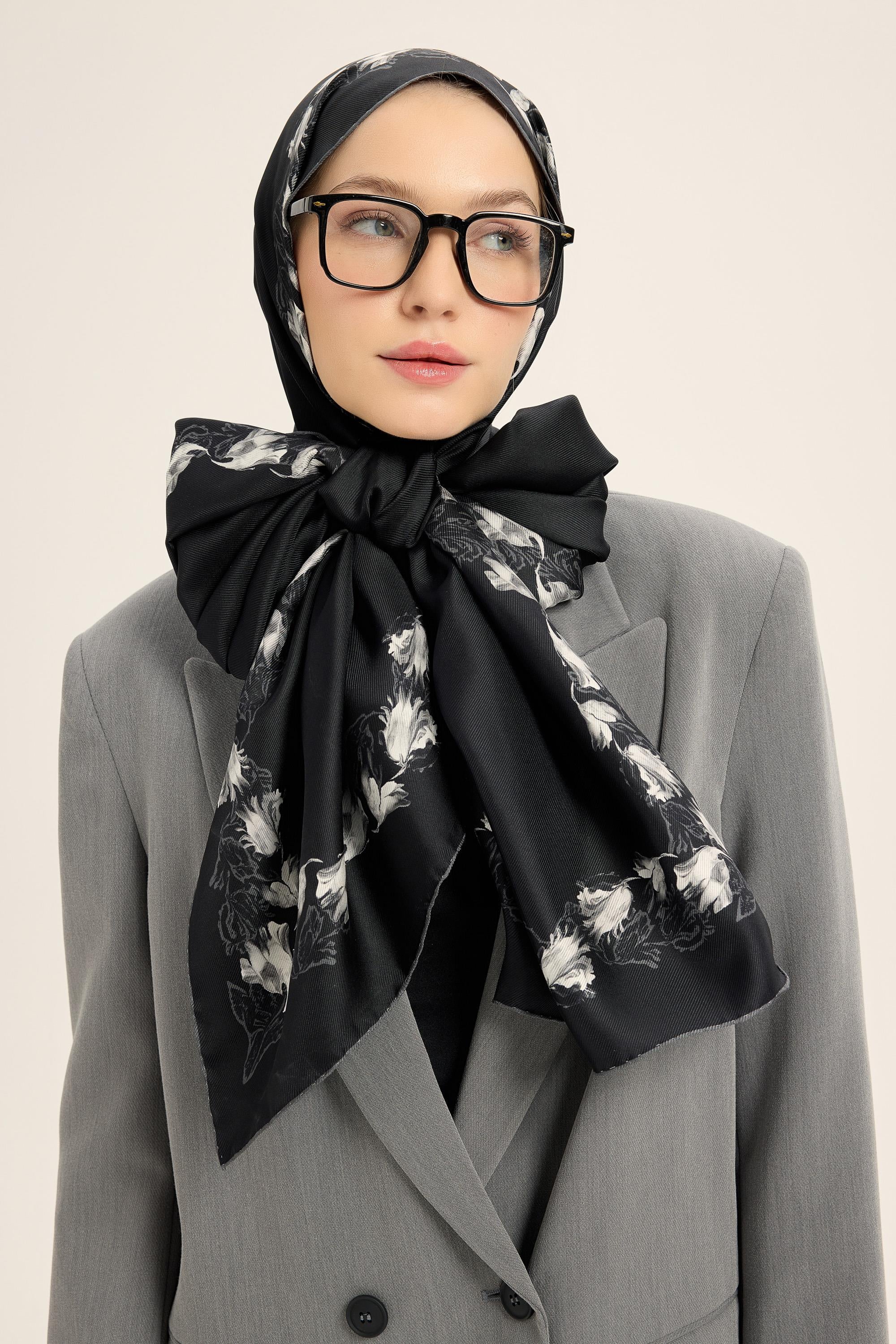 BADE MULBERRY İPEK ŞAL 70*190 CM - SİYAH