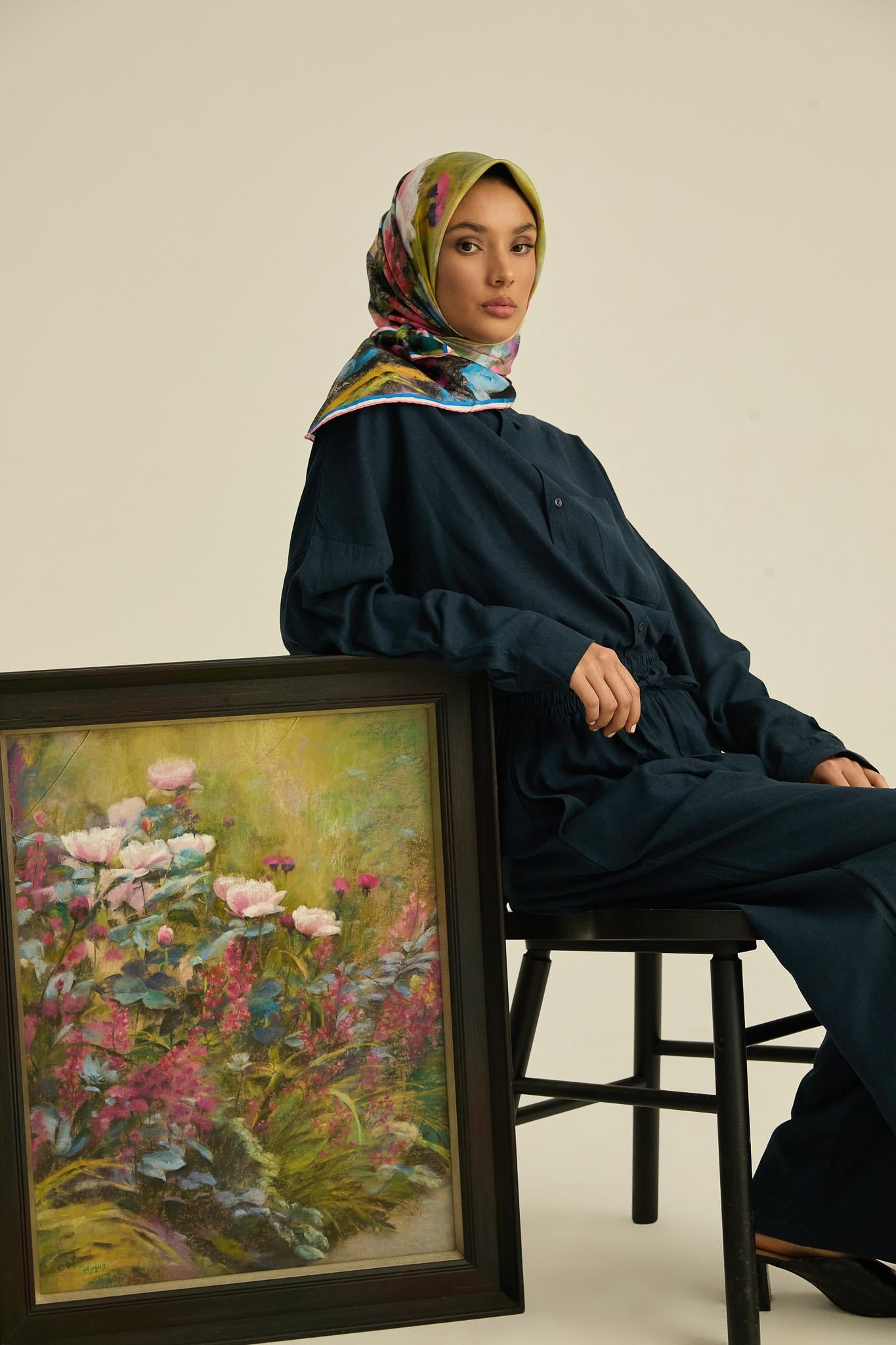 BENNE TİVİL İPEK EŞARP 90*90 CM - PEMBE