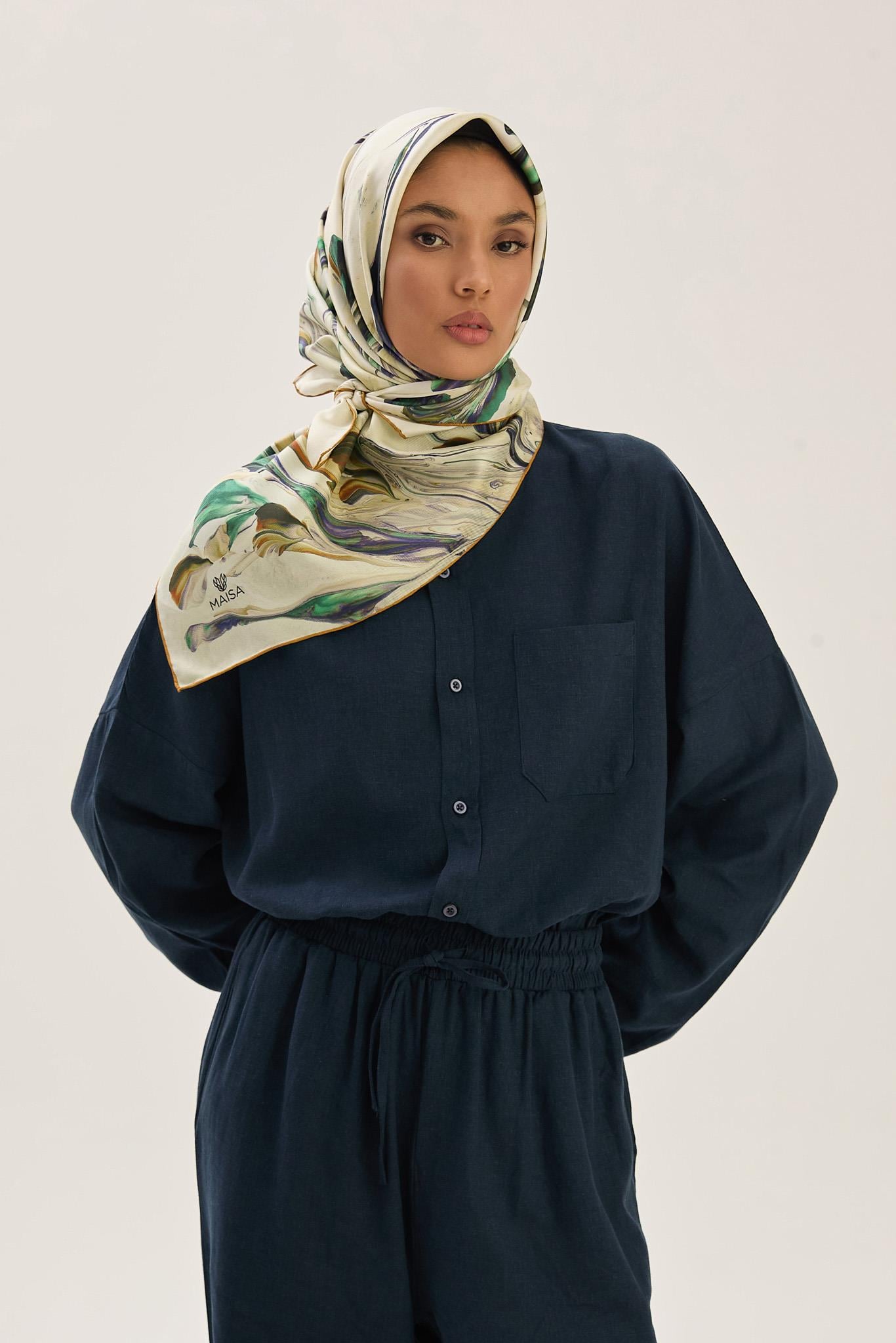 BUĞU MULBERRY İPEK EŞARP 90*90 CM - CAMEL