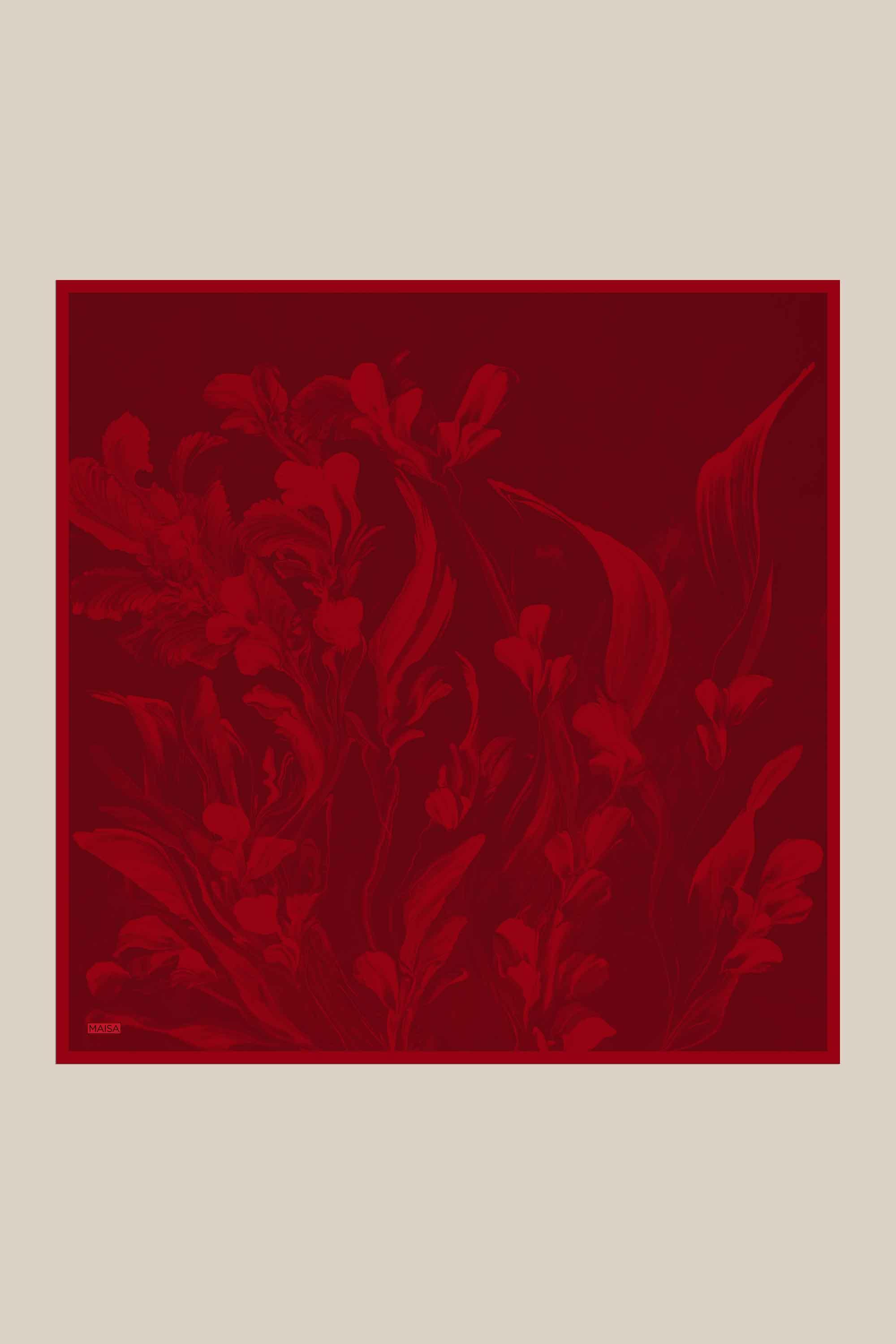 BUĞU MULBERRY İPEK EŞARP 90*90 CM - KOYU KIRMIZI