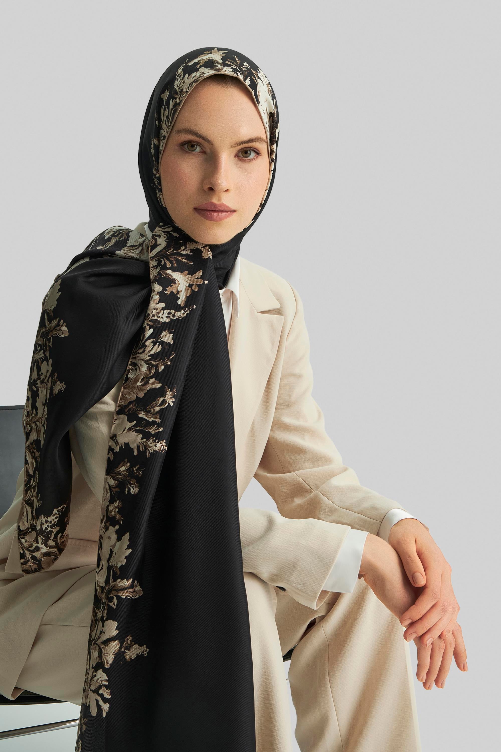 BURCU MULBERRY İPEK ŞAL 70*190 CM - SİYAH