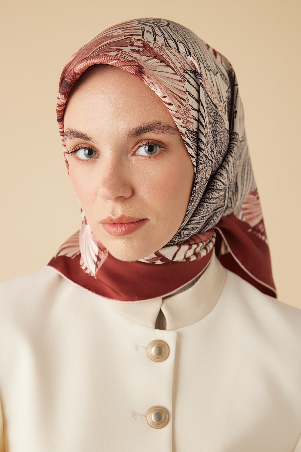 DEVRAN TİVİL İPEK EŞARP 90*90 CM - KIRMIZI