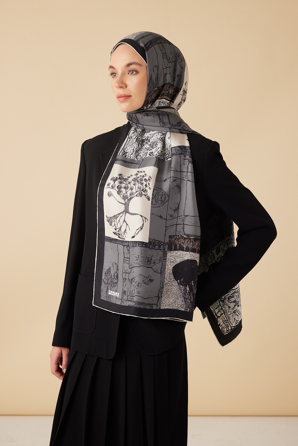 DİDAR MULBERRY İPEK ŞAL 70*190 CM - GRİ