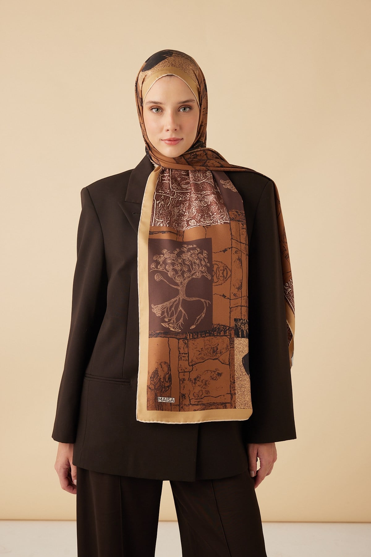 DİDAR MULBERRY İPEK ŞAL 70*190 CM - TABA