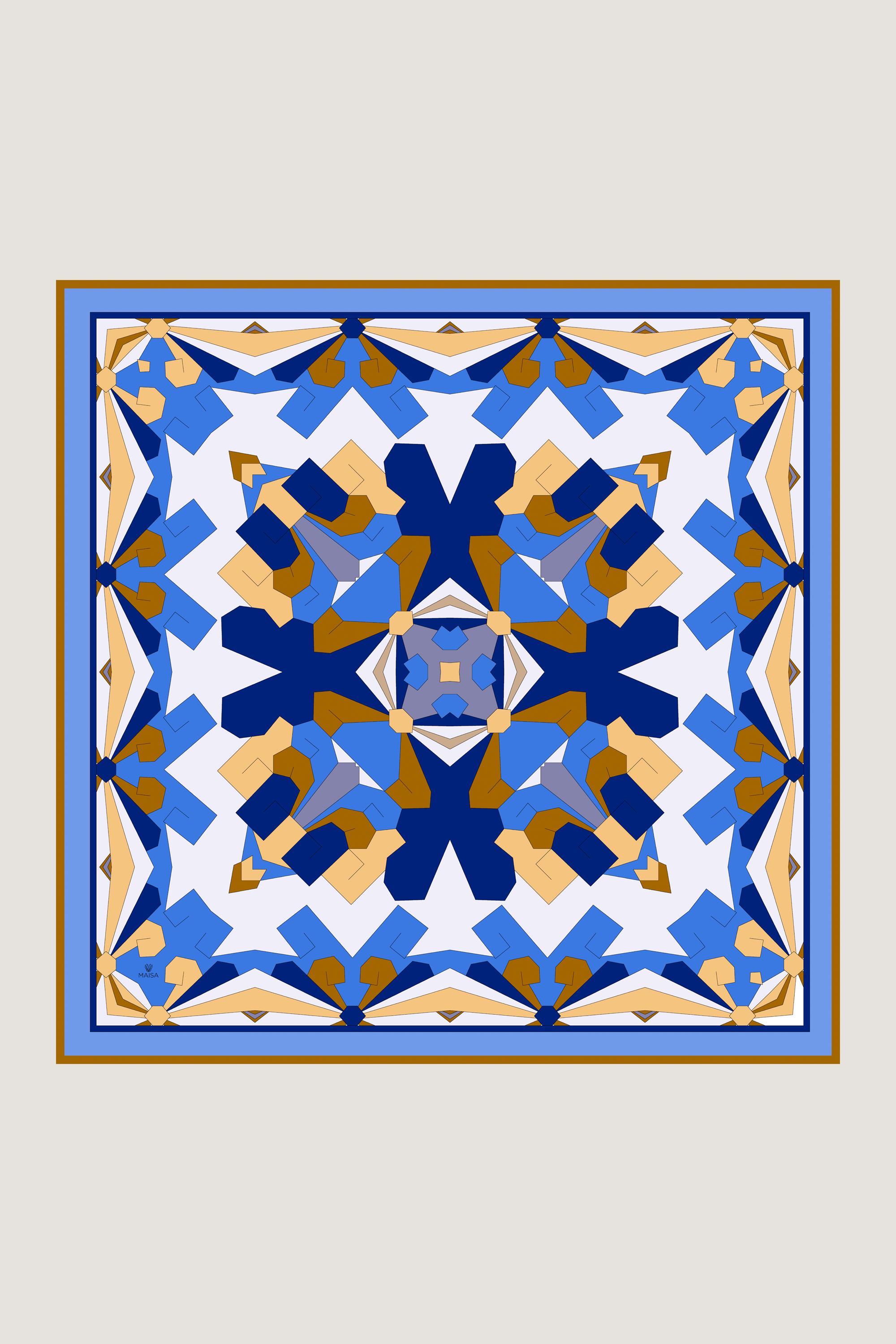 DİDAR YÜN İPEK EŞARP 140*140 CM - MAVİ
