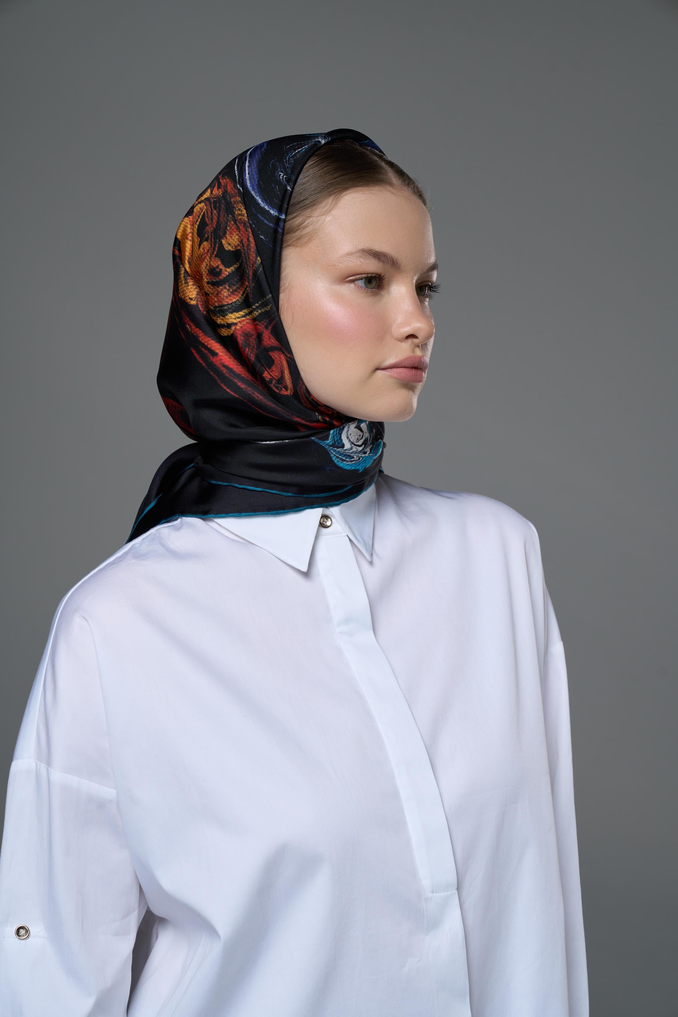 DİDE TİVİL İPEK EŞARP 90*90 – SİYAH