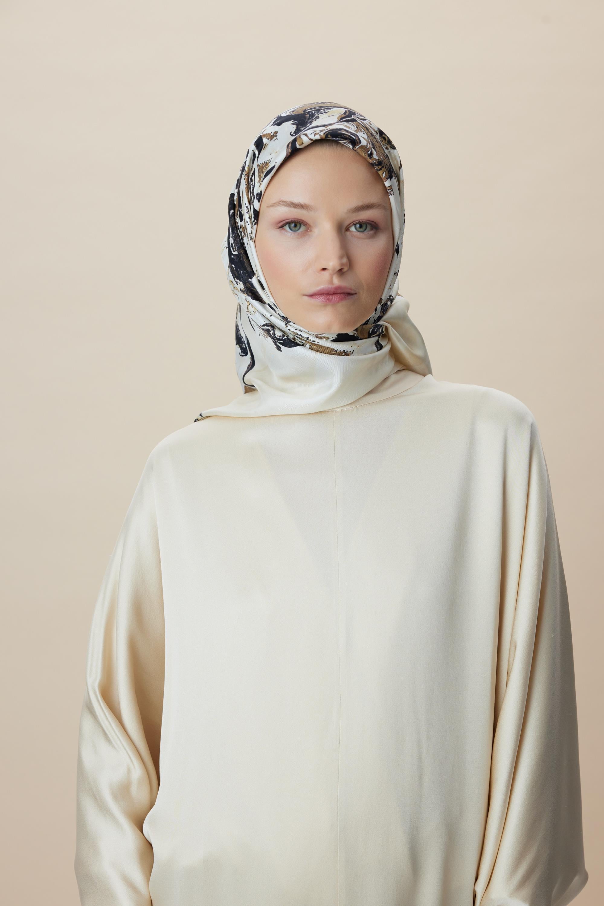 DÜŞ TİVİL İPEK EŞARP 90*90 CM - BEJ