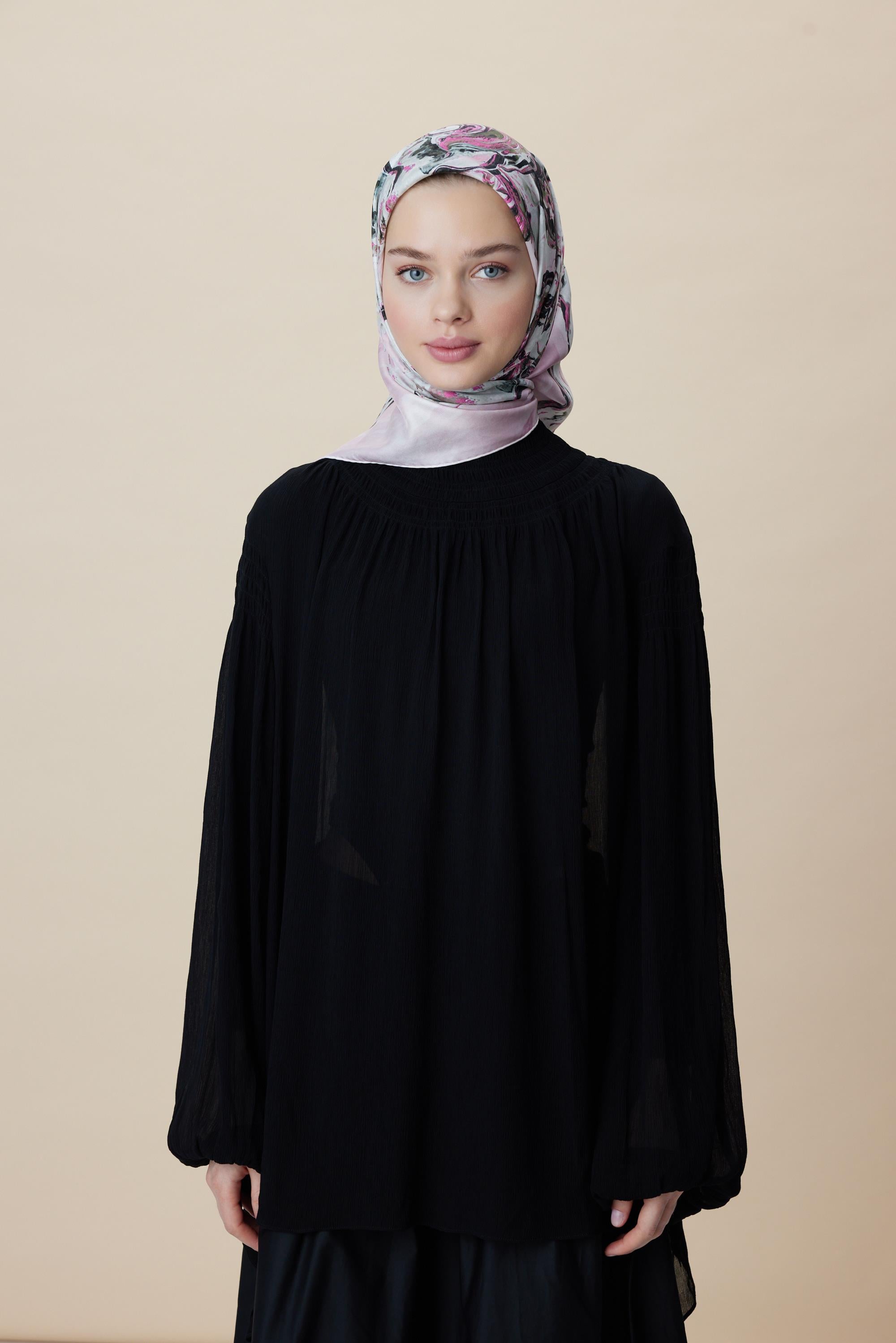 DÜŞ TİVİL İPEK EŞARP 90*90 CM - PUDRA PEMBE