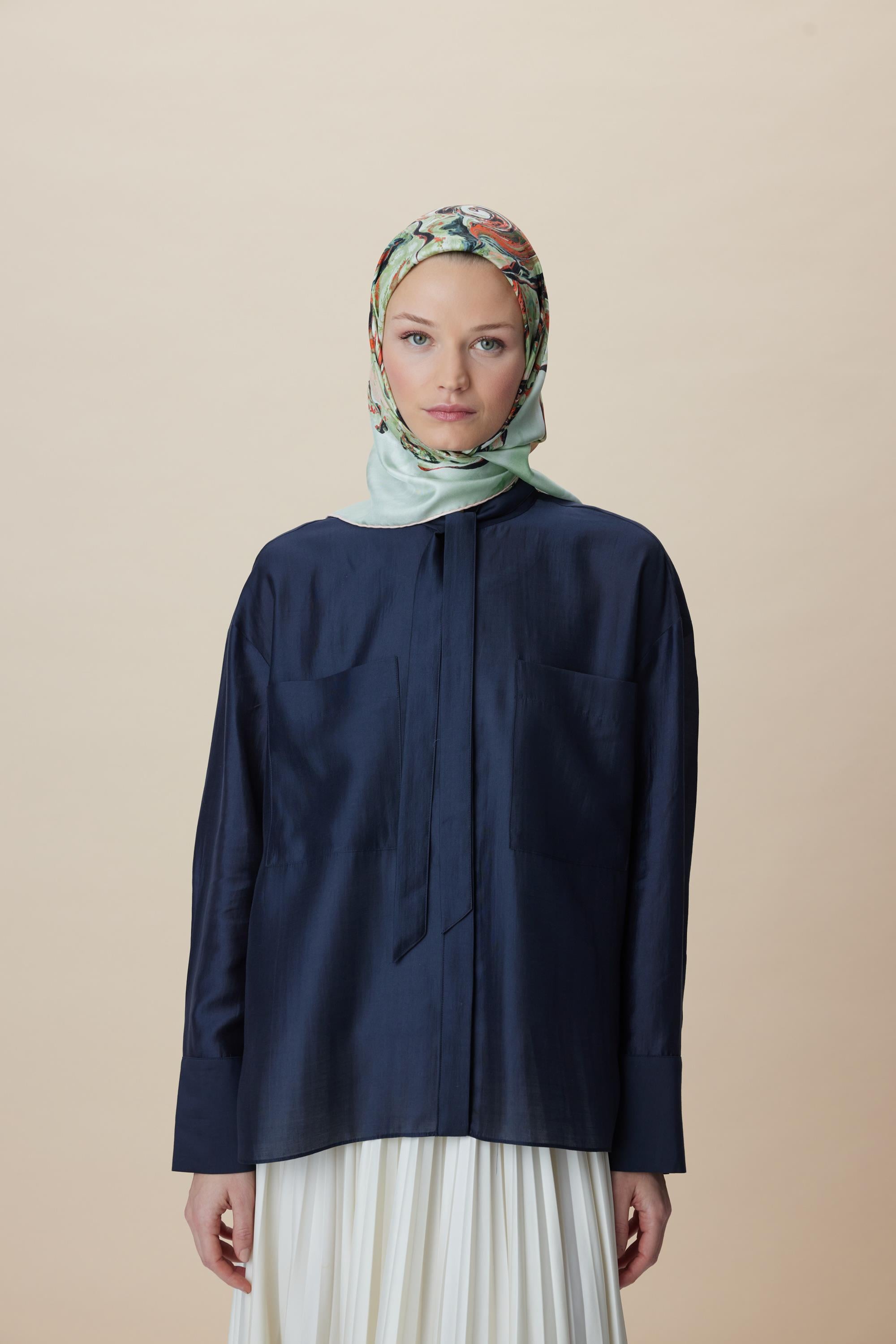 DÜŞ TİVİL İPEK EŞARP 90*90 CM - YEŞİL