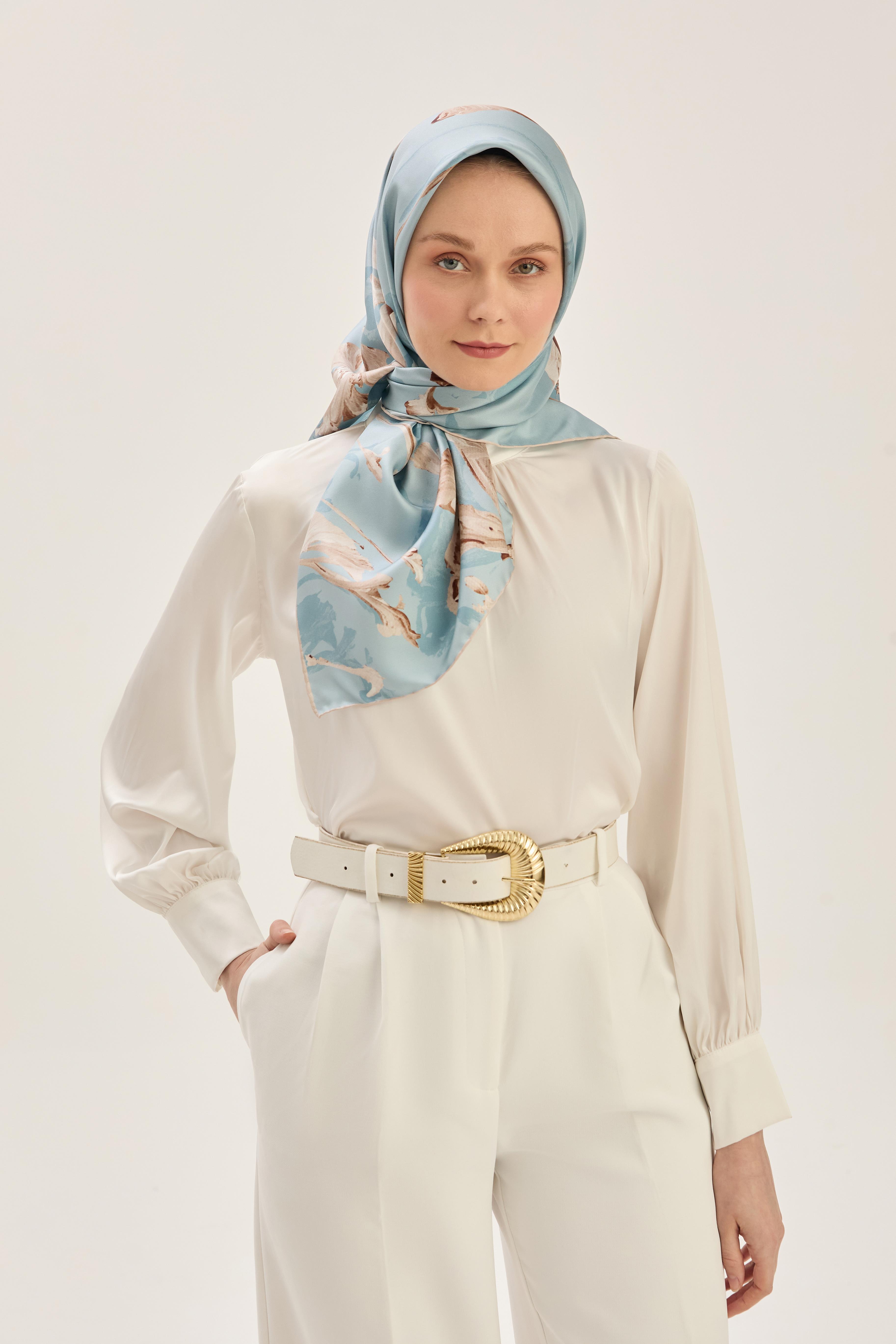 EFLİN TİVİL İPEK EŞARP 90*90 CM - VİZON