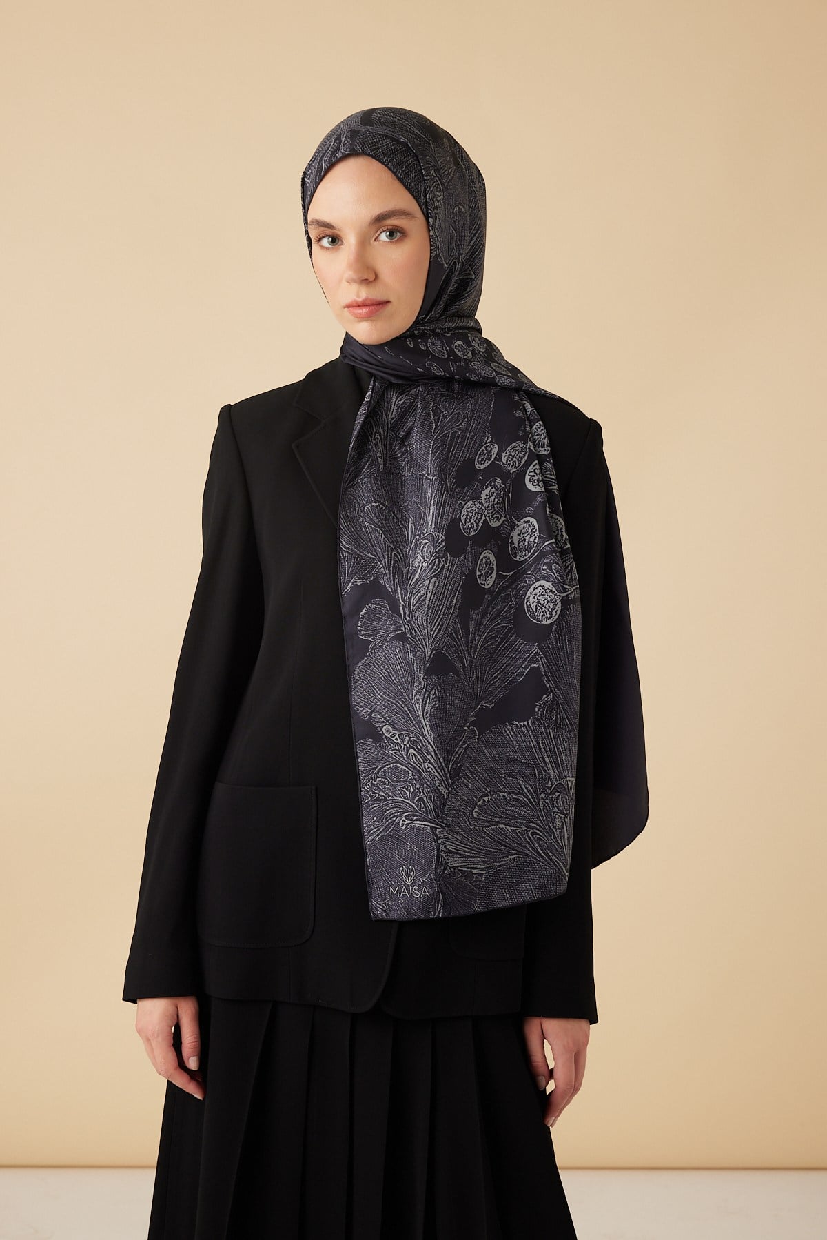 EFNA MULBERRY İPEK ŞAL 70*190 CM - LACİVERT