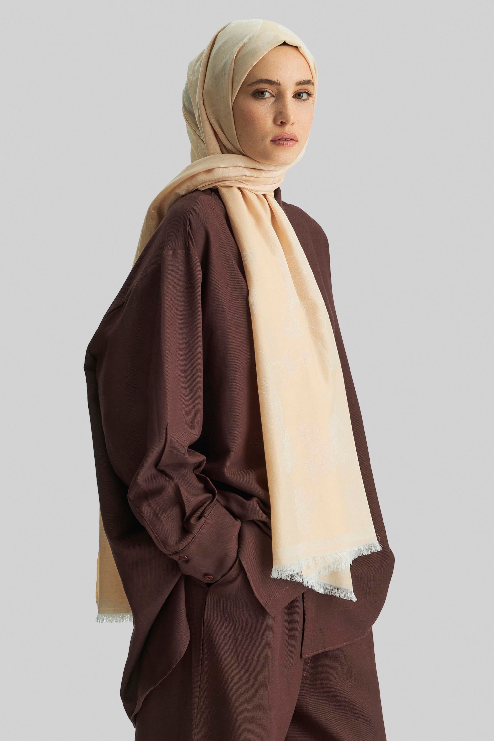 EFRAZ PAMUK İPEK ŞAL-KREM