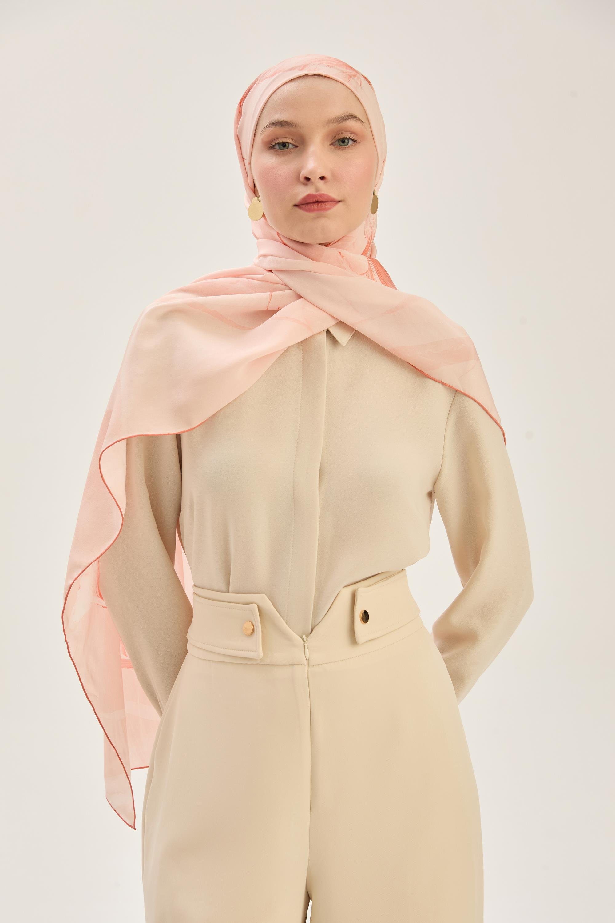 EFZA KREP İPEK ŞAL 70*190 CM - TURUNCU