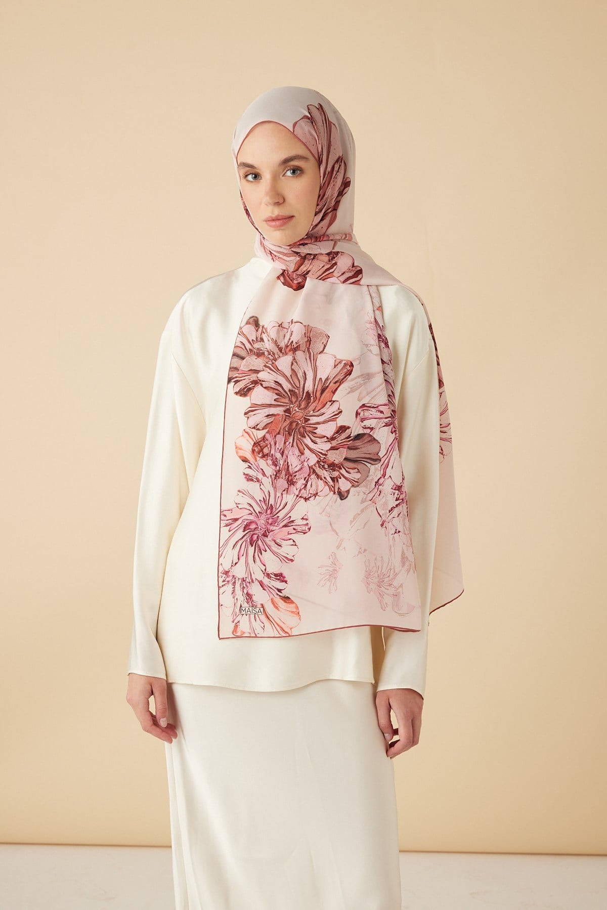 EZGİN KREP İPEK ŞAL 70*190 CM - PUDRA PEMBE
