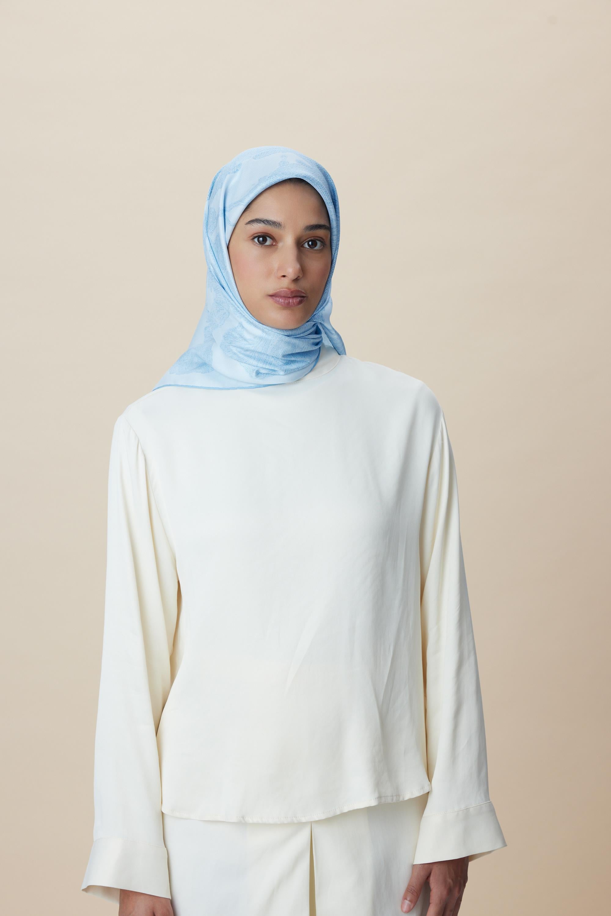FARAH MULBERRY İPEK EŞARP 90*90 CM - MAVİ