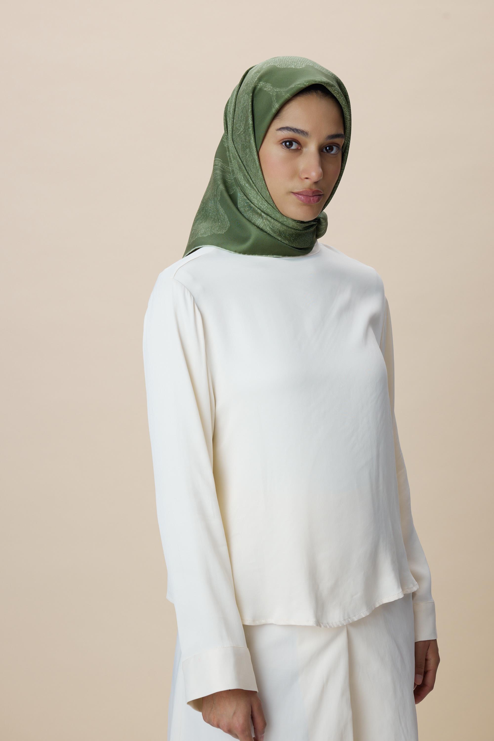 FARAH MULBERRY İPEK EŞARP 90*90 CM - YEŞİL