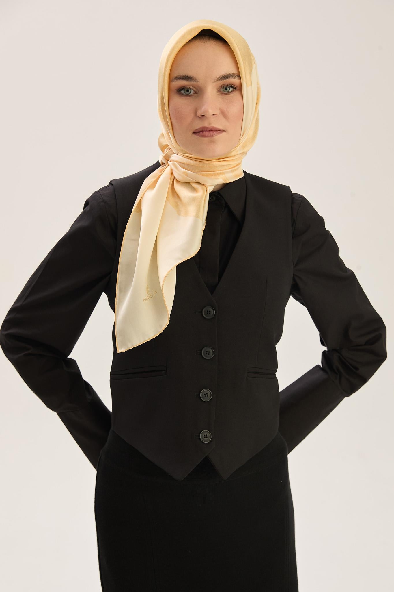 FARAH SURA İPEK EŞARP 90*90 CM - SARI