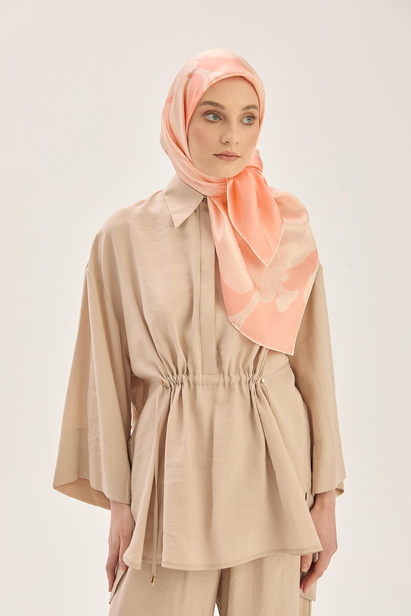 FARAH SURA İPEK EŞARP 90*90 CM - SOMON