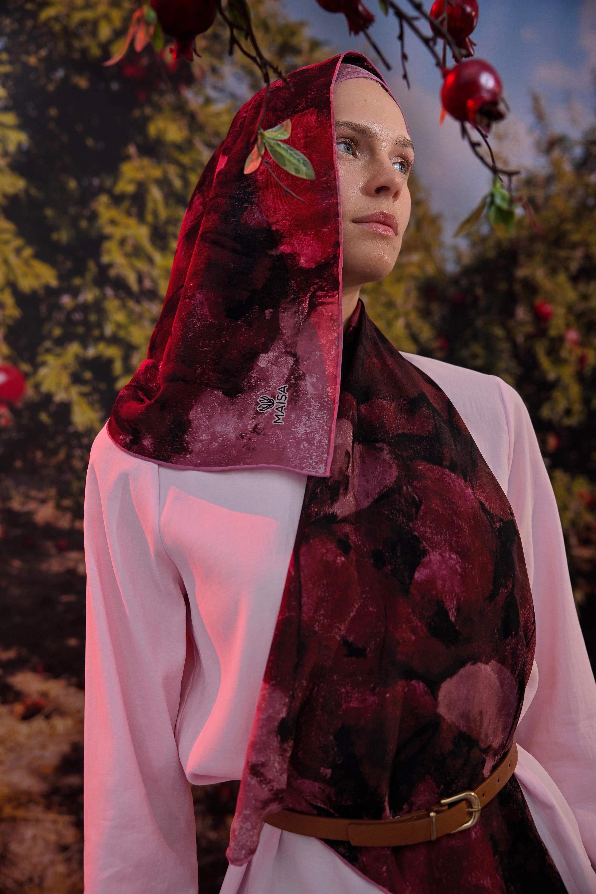 GELİNCİK KREP İPEK ŞAL 70*190 CM - MÜRDÜM