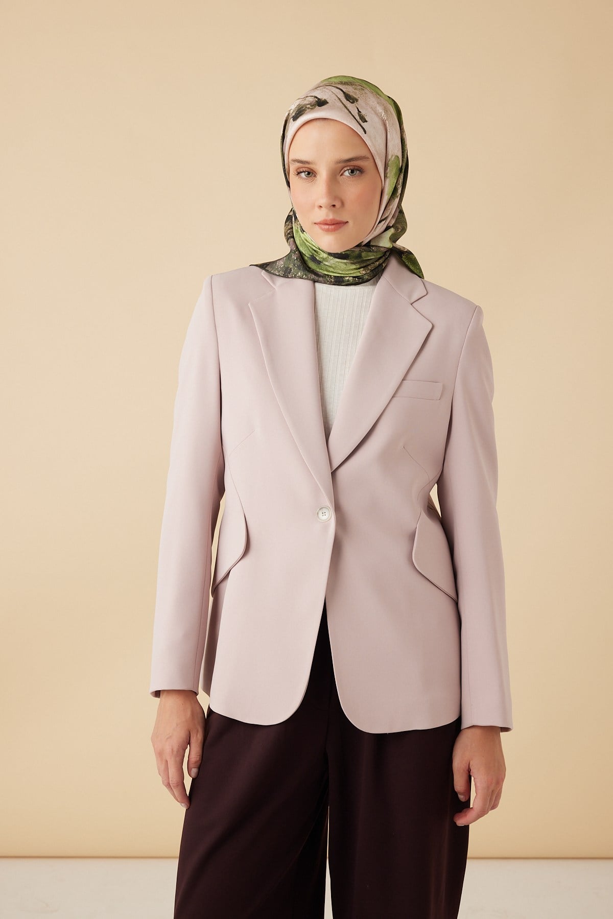 GELİNCİK TİVİL İPEK EŞARP 90*90 CM - YEŞİL