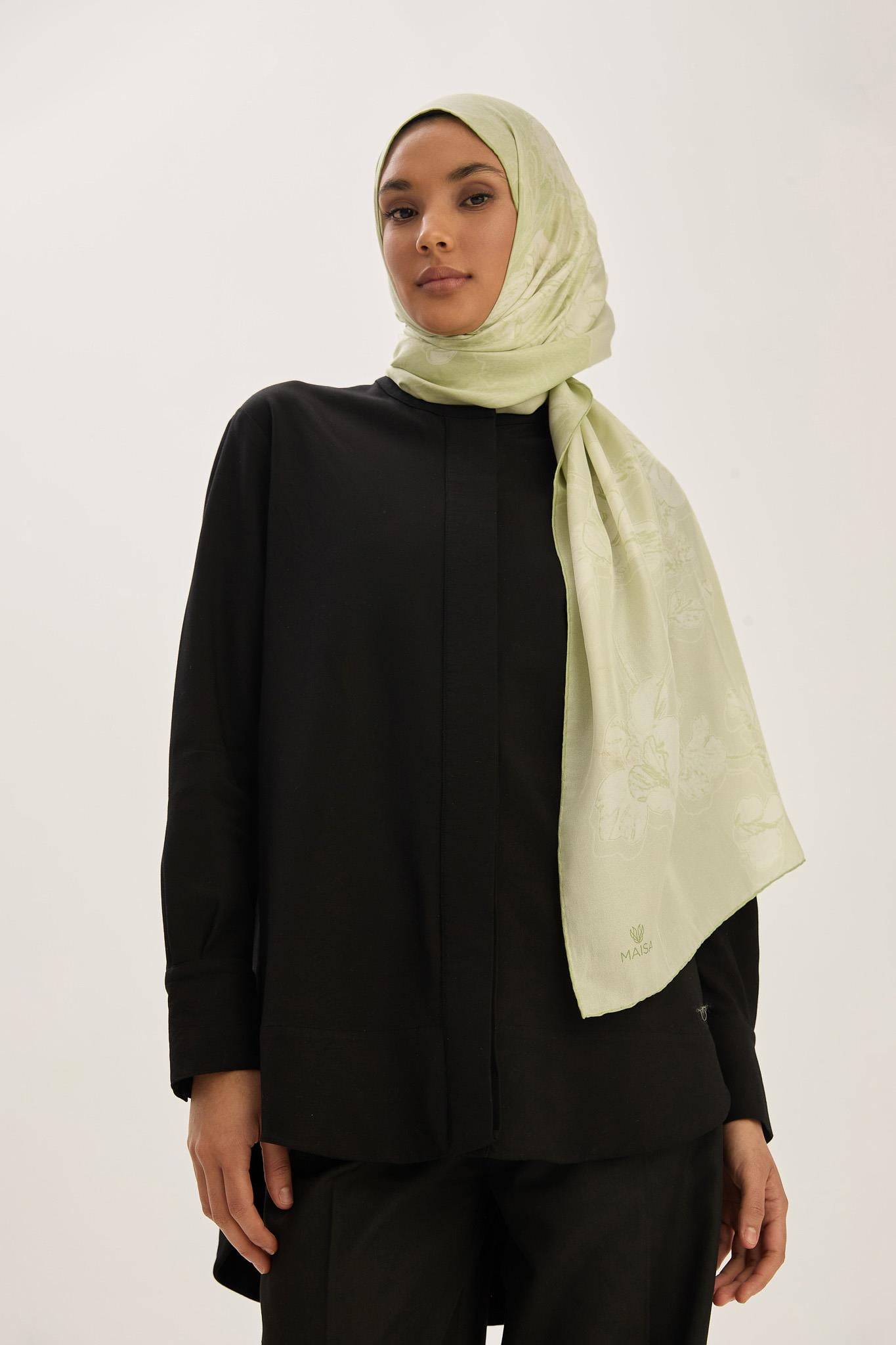 GEM KREP İPEK ŞAL 70*190 CM - YEŞİL