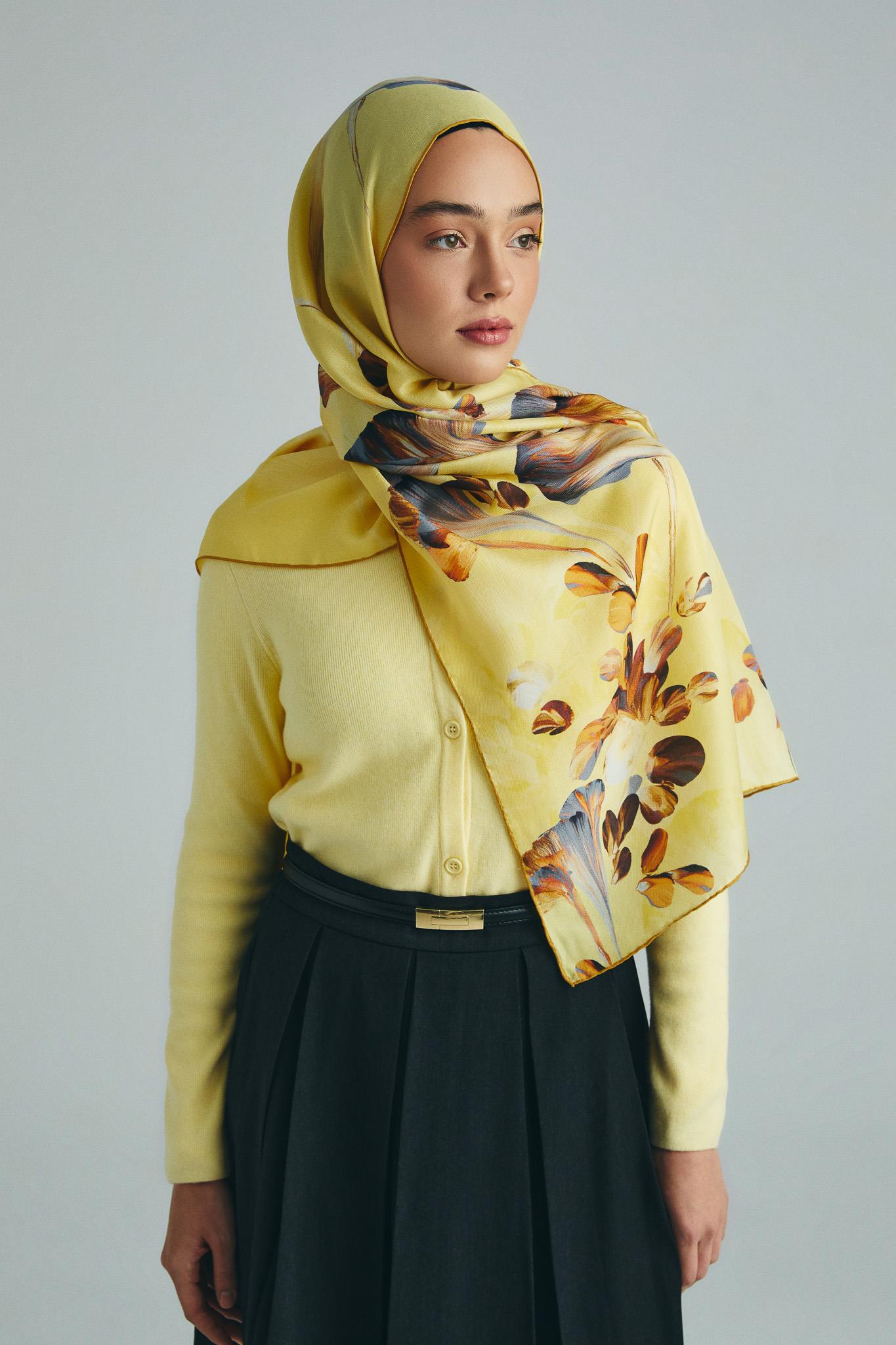 GEM PAMUK İPEK ŞAL 70*190 CM - SARI