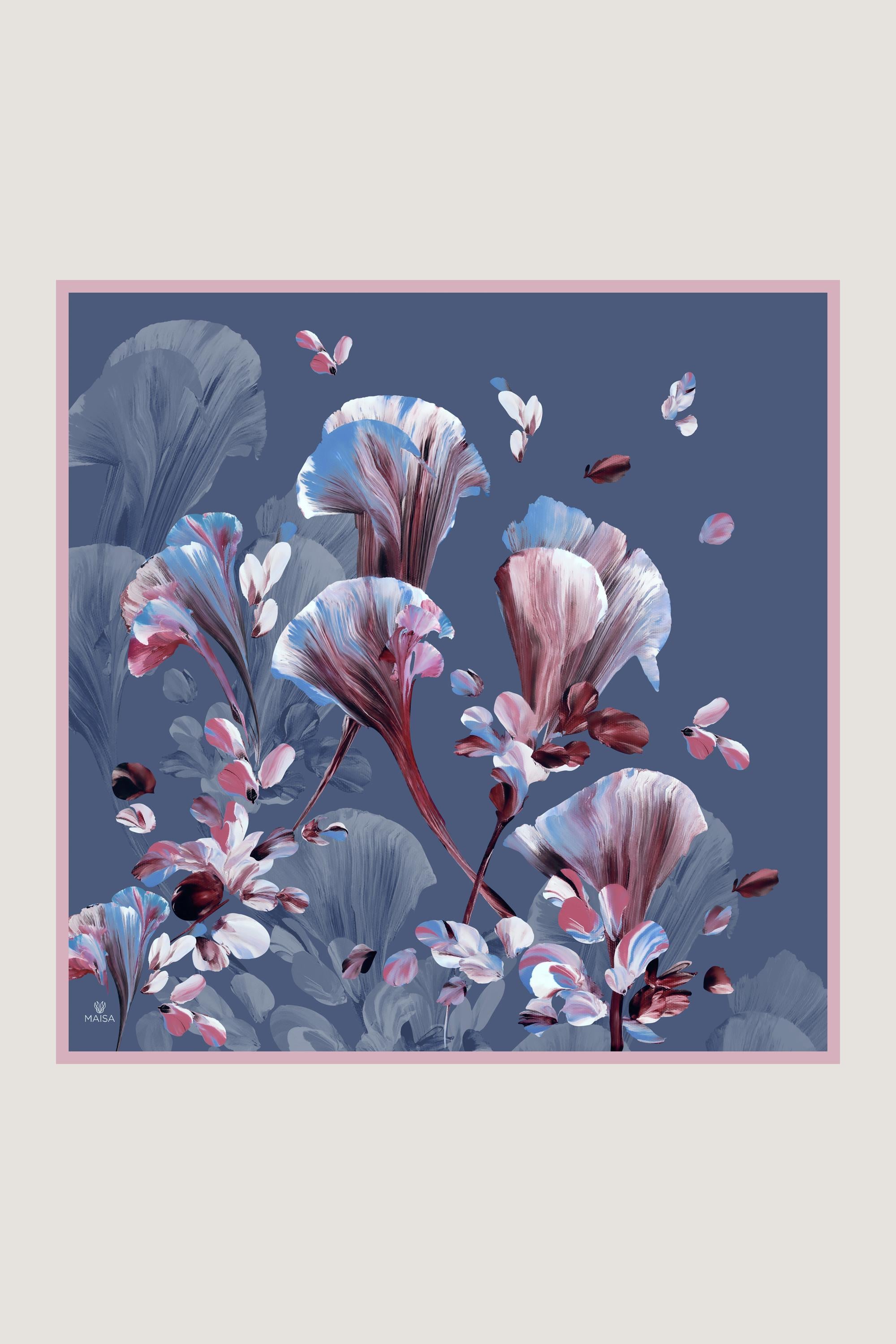 GEM TİVİL İPEK EŞARP 90*90 CM - GRİ MAVİ