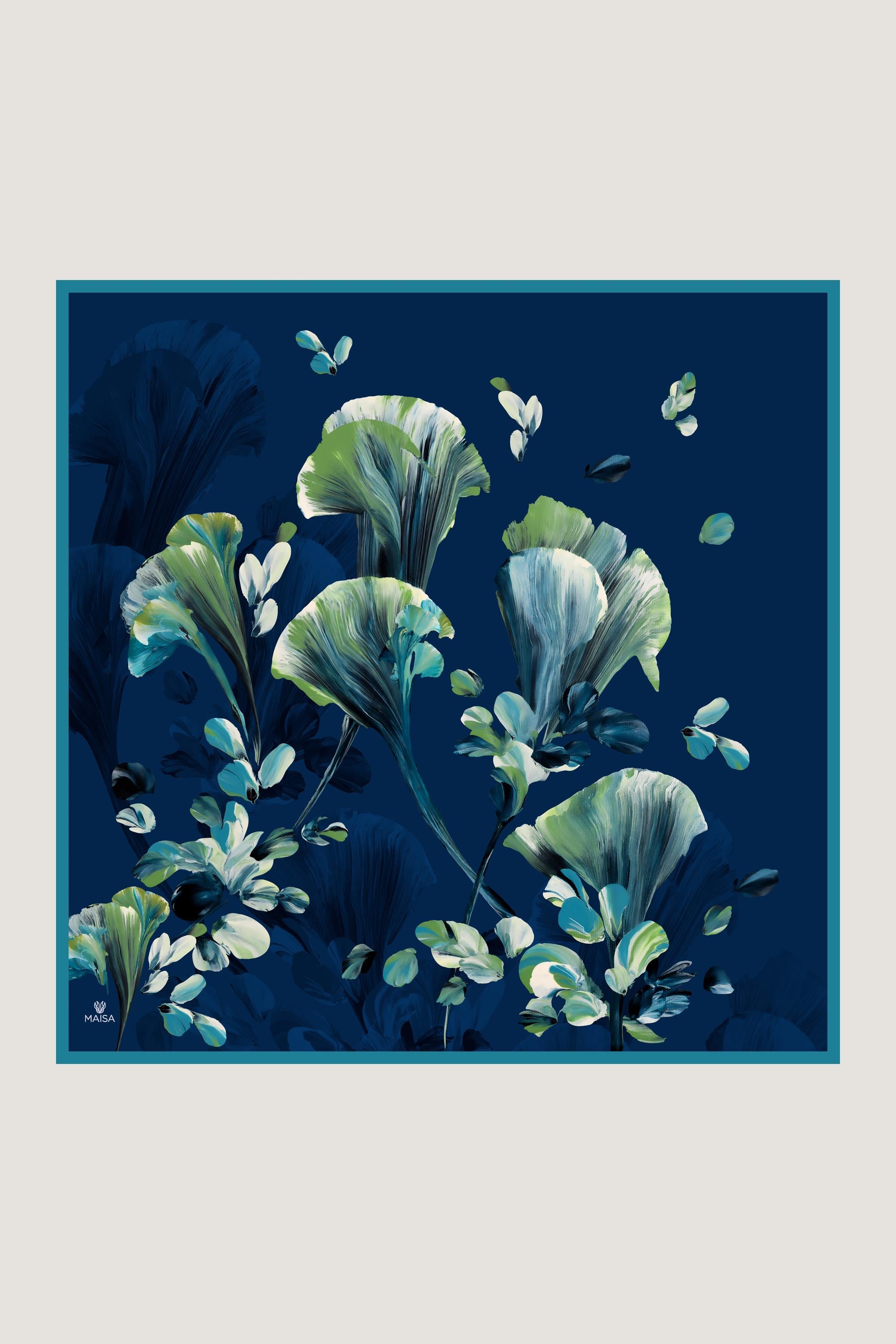 GEM TİVİL İPEK EŞARP 90*90 CM - LACİVERT