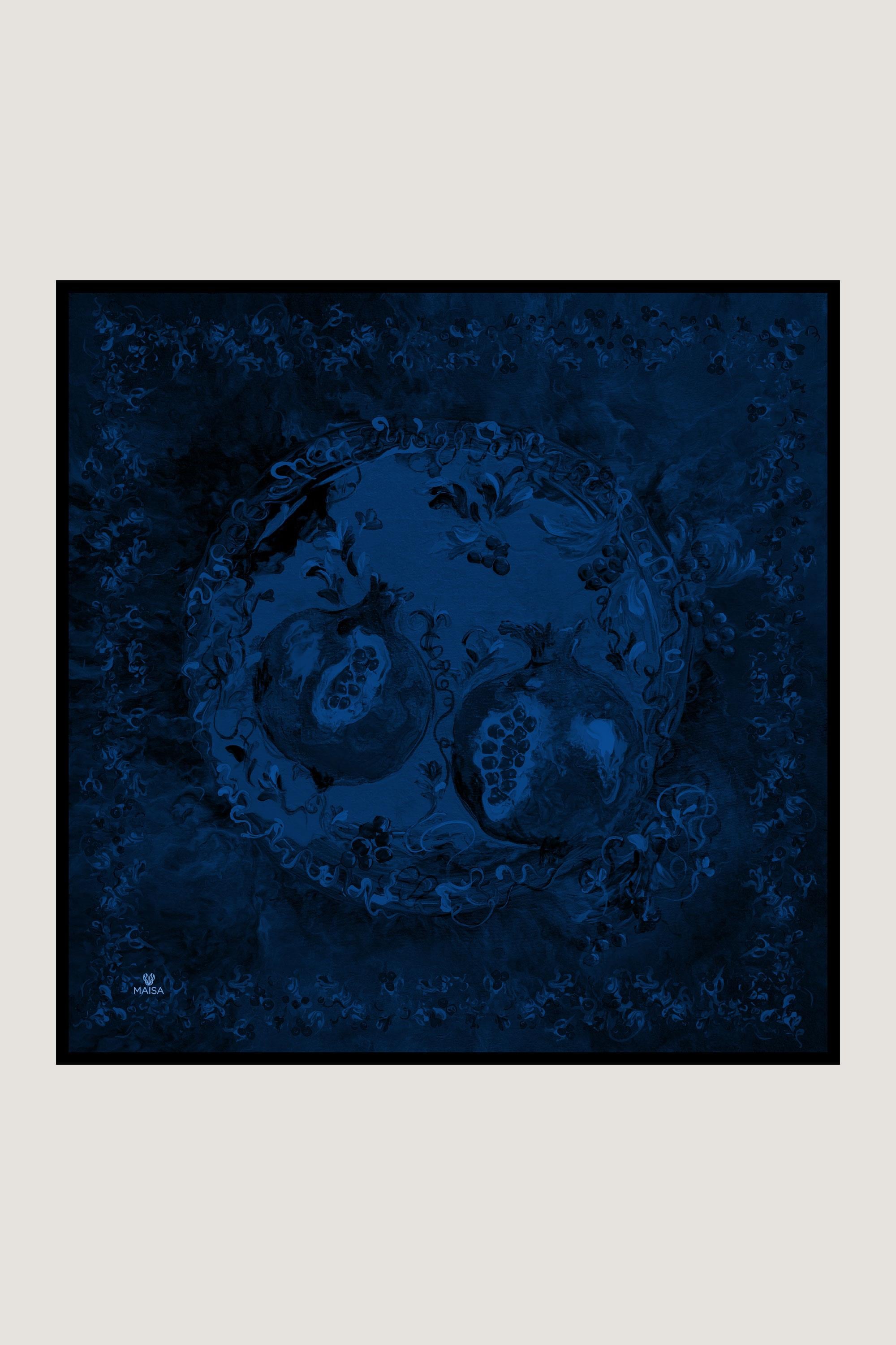 GÖKNAR MULBERRY İPEK EŞARP 90*90 CM - KOYU MAVİ