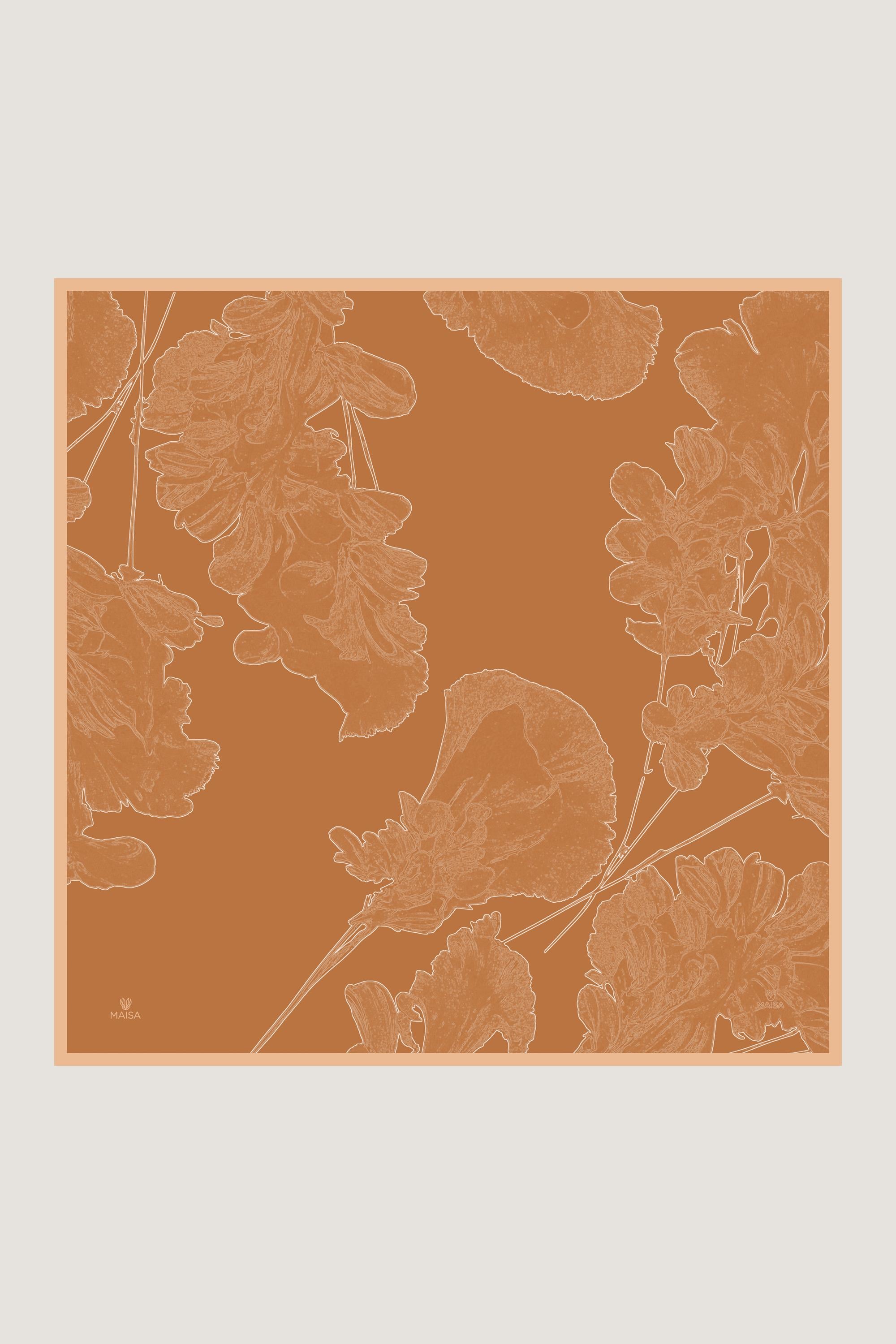 HALE TİVİL İPEK EŞARP 90*90 CM - TABA