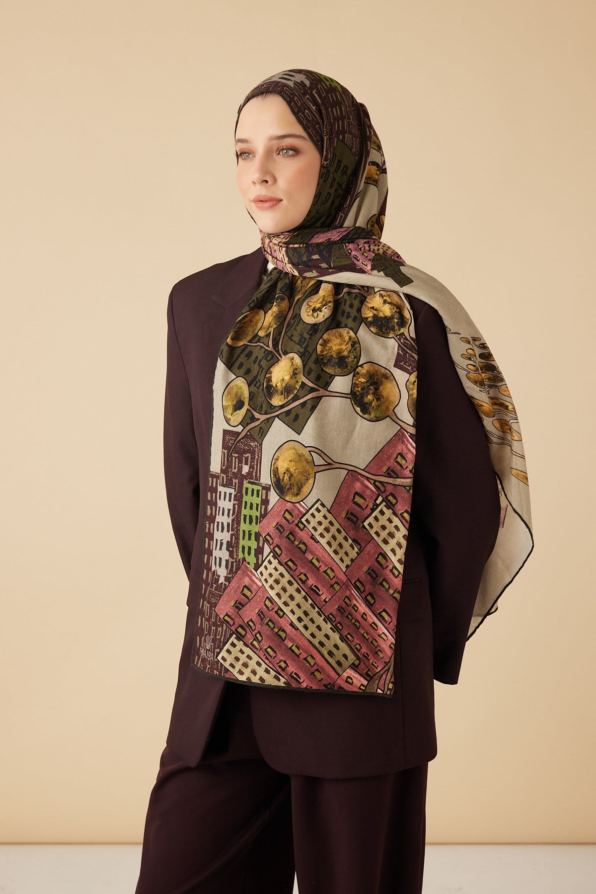 HAYAT YÜN İPEK KAŞMİR ŞAL 70*200 CM - HAKİ